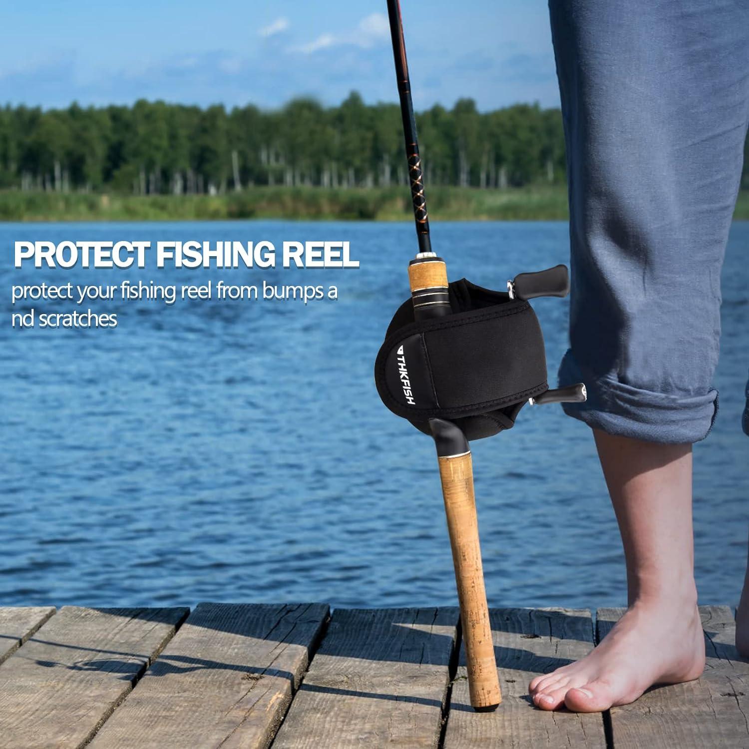 THKFISH Fishing Reel Case Spinning Reel Case Bag & Baitcasting Reel Cover  Shockproof Fishing Reel Protective Case Bag Fits 1000 2000 3000 Reels 2Pack  Baitcasting Reel Cover-2pcs