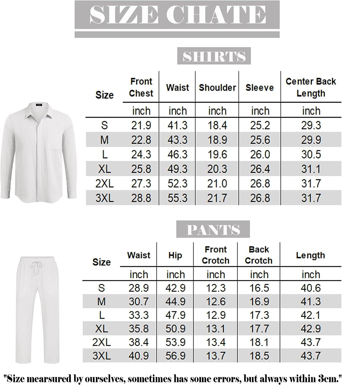 COOFANDY Men's 2 Piece Linen Sets Long Sleeve Button Down Shirt