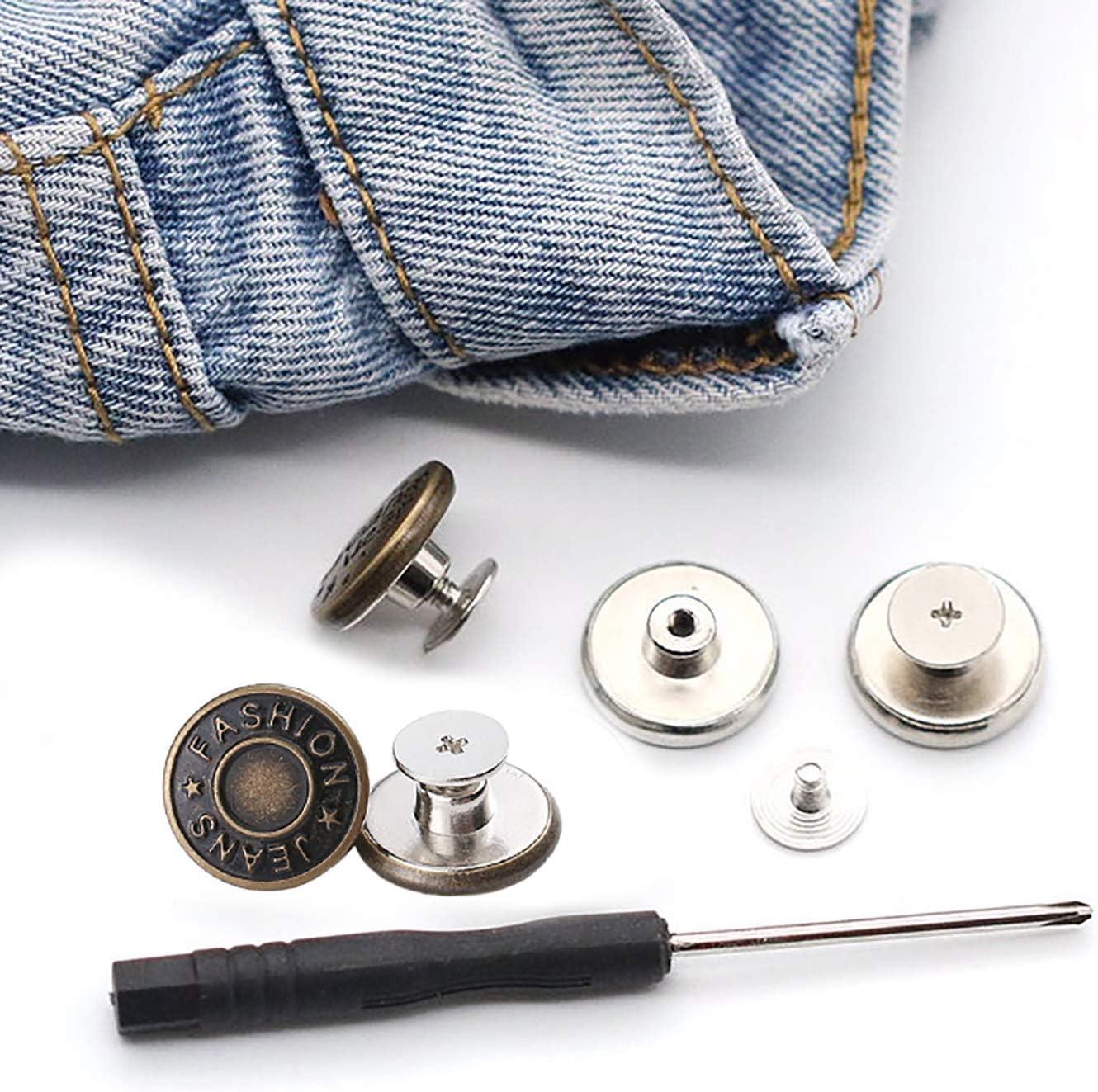 Jeans Buttons Replacement, And No-sew Removable Metal Buttons