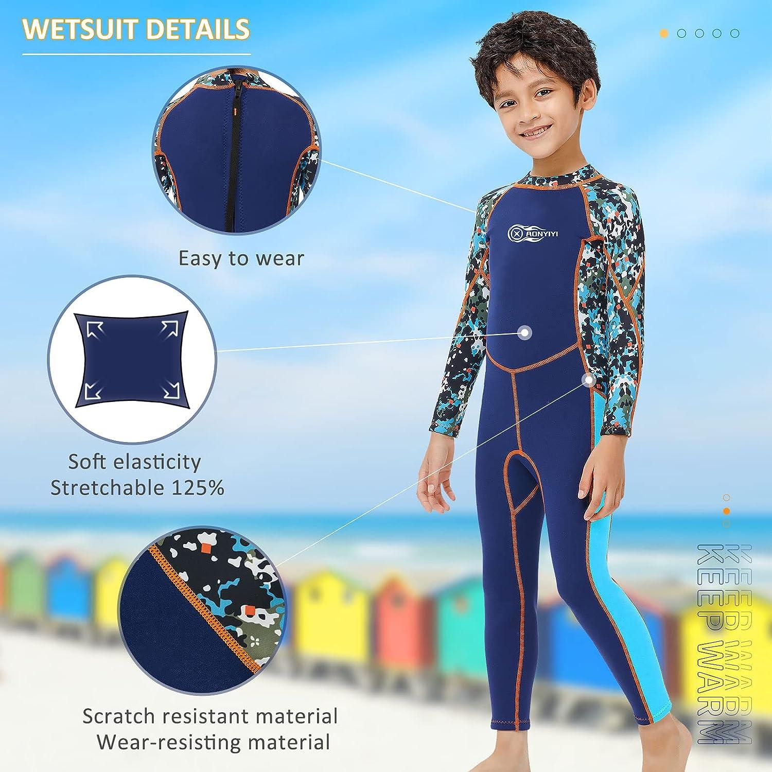 DIVE & SAIL Kids Wetsuit Shorty, 2mm Neoprene Thermal Swimsuit, Youth Boys  and Girls Wet Suits for Snorkel Diving, Full Suit and Shorty Swimsuit