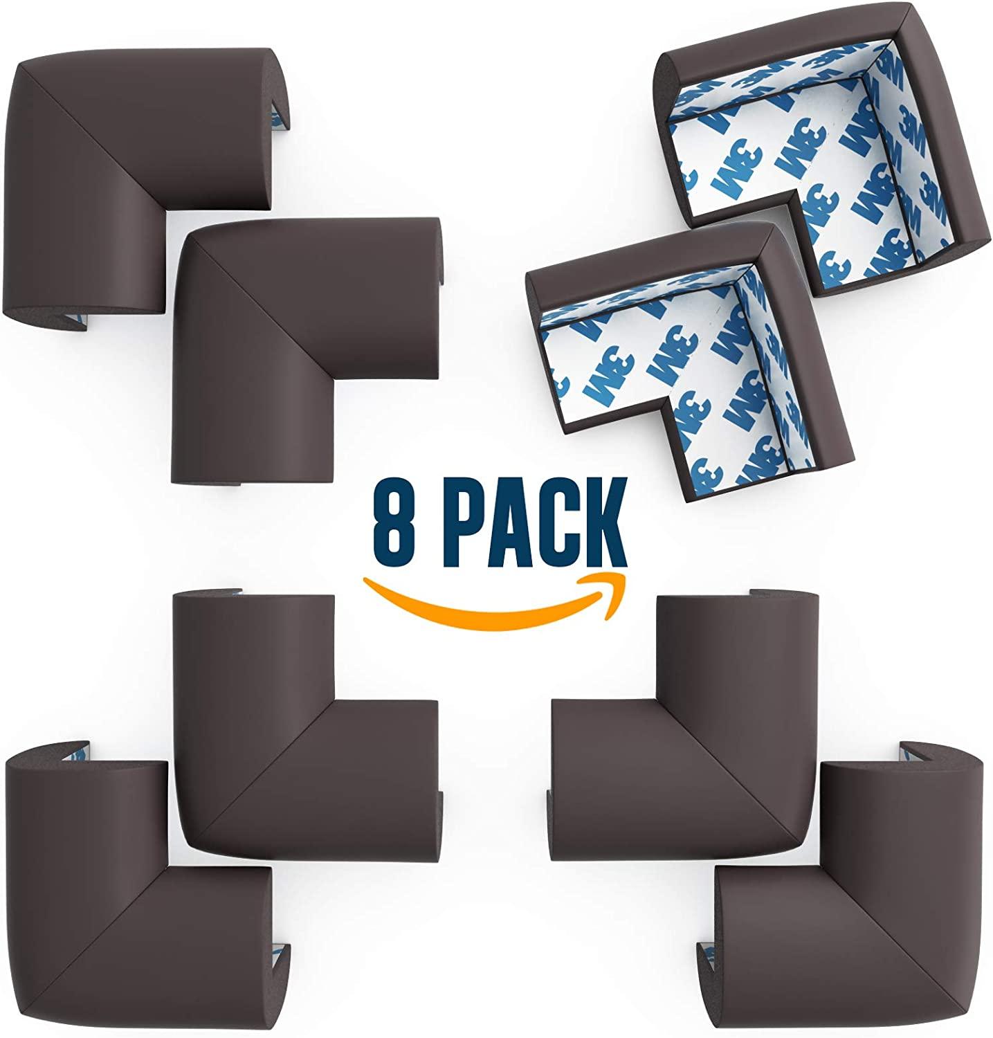 Table Corner Protectors for Baby Safety - Pre-Taped Sharp Corner Cushions  to Prevent Head & Knee Injuries, 8 Pack, (Black), Furniture Corner Guards - Edge  Protector for Baby