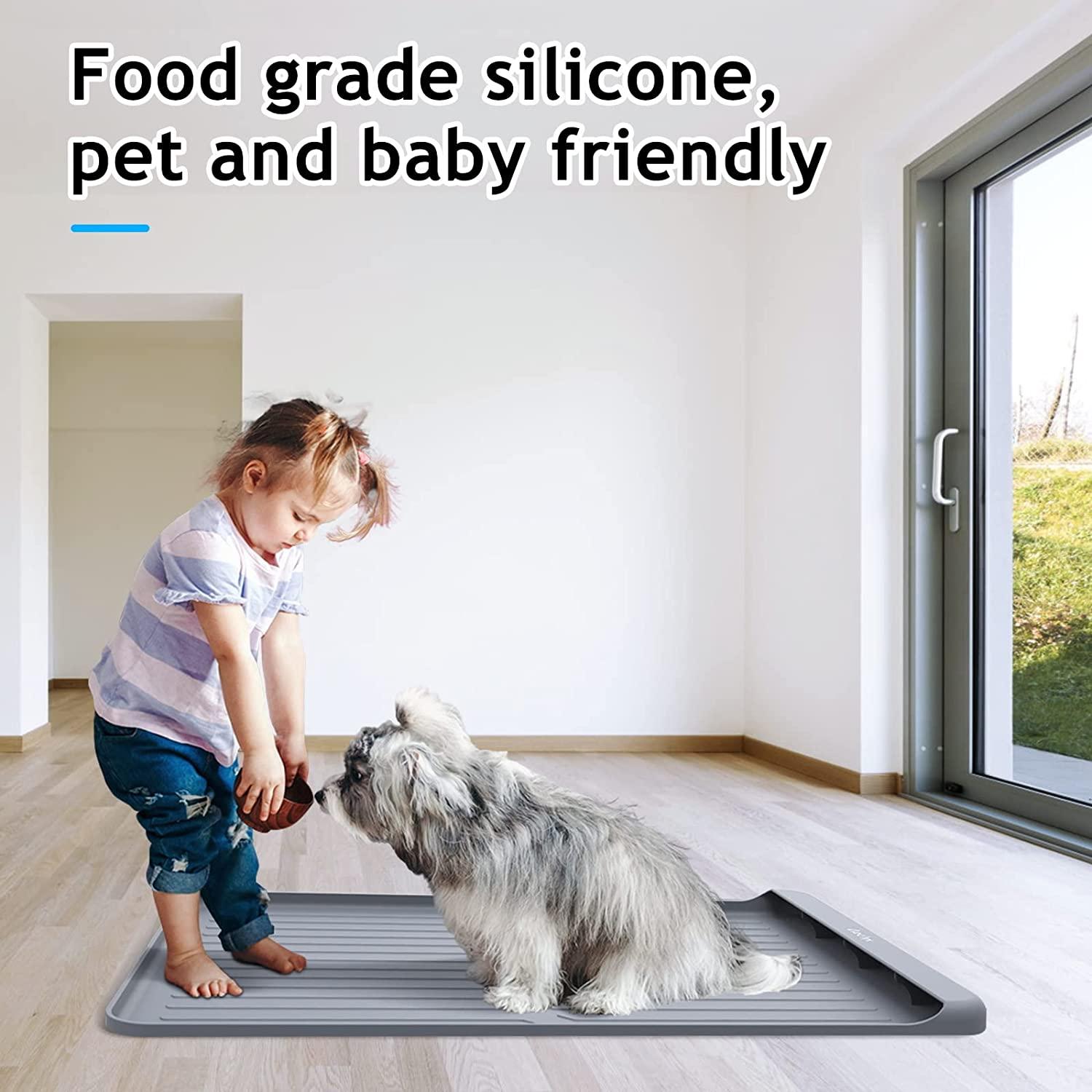 ORA SHOP - Silicone Dog Food Mat, Durable Safe Silicone Pet Mat, Pocket  Design Dog Water & Food Mat, Raised Thick Anti Bite & Non Spill Edges, Dog  