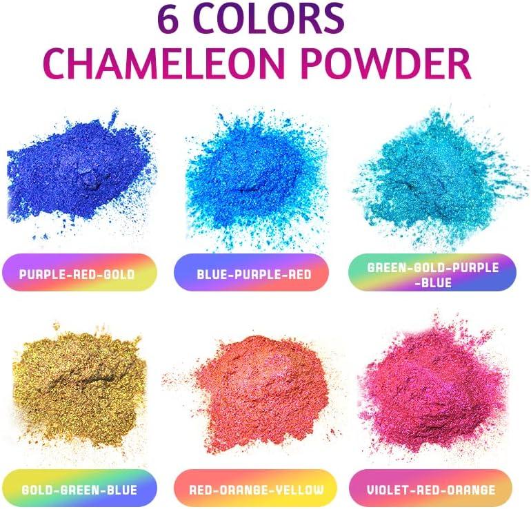 Chameleon Mica Powder, 6 Color Changing Mica Powder for Epoxy Resin,  Tumblers, Color Shifting Pigment Powder for Nail Art,Soap