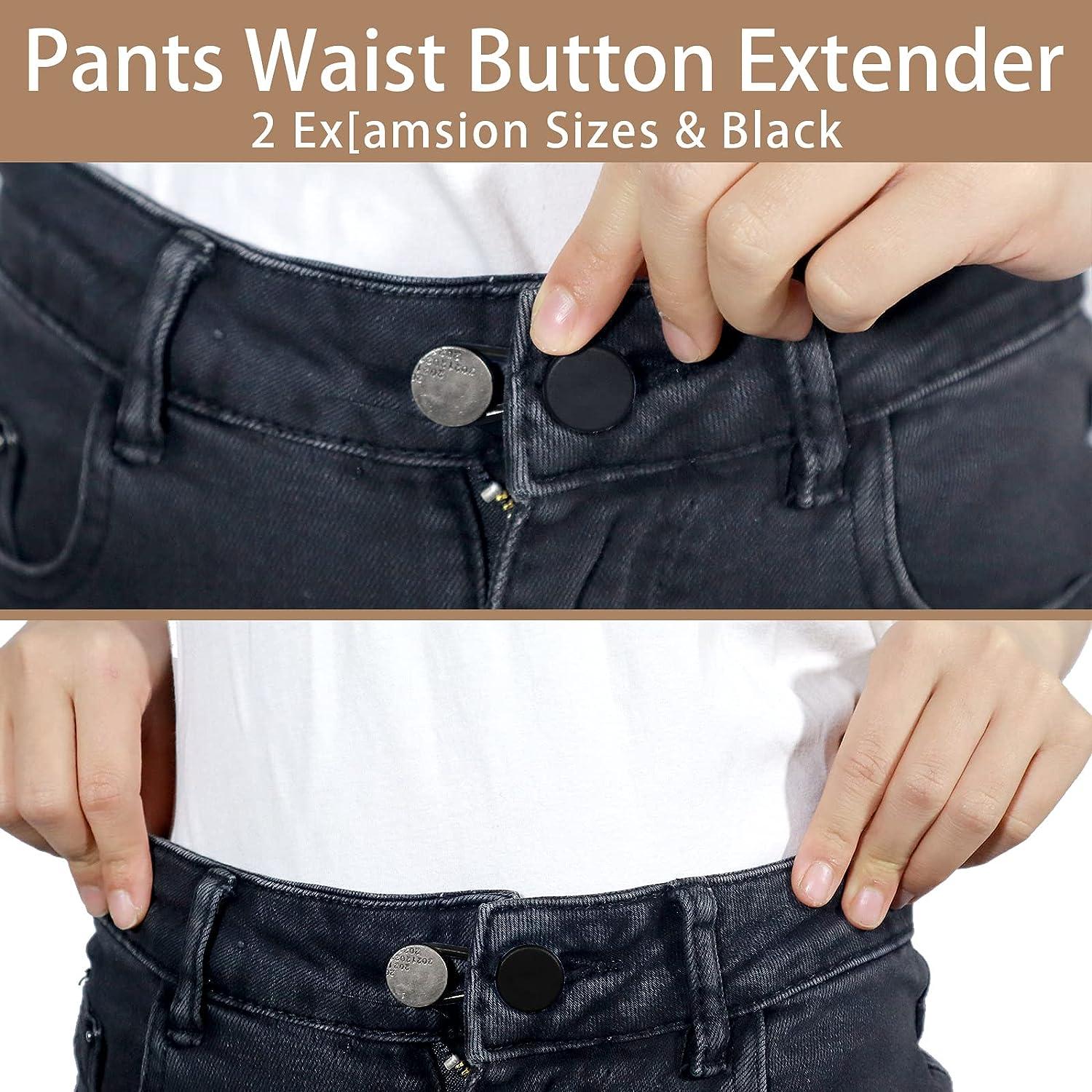 12PCS Button Extenders for Jeans, Jean Button Extender, Button Extender for  Pants, Waist Extenders for Pants for Women for Men, Pants Waist Extension  1/1.4 Inches, Black, Blue, Khaki
