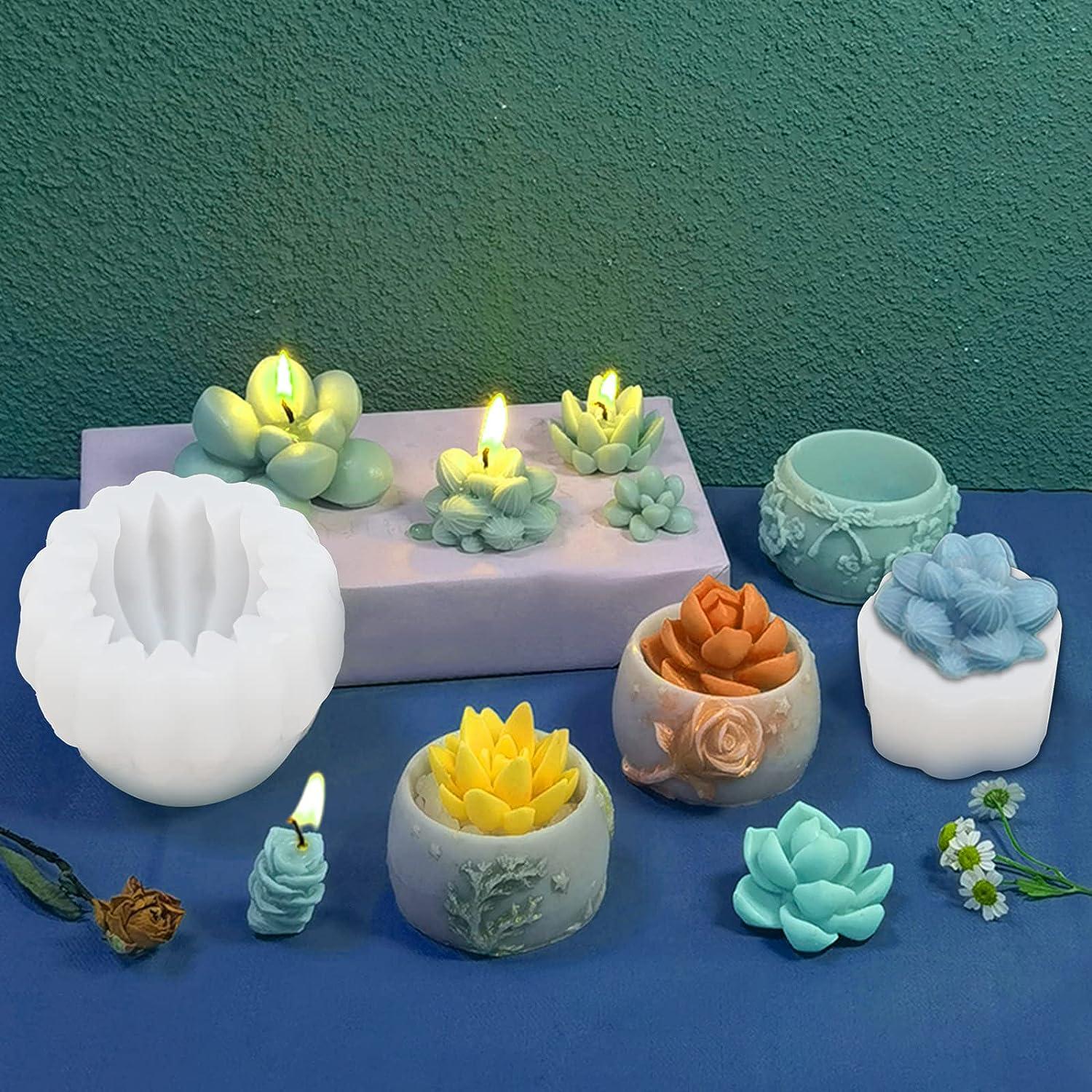 9Pcs Succulent Silicone Mold Safe Cactus Flower Resin Mold Silicone Candle  KP