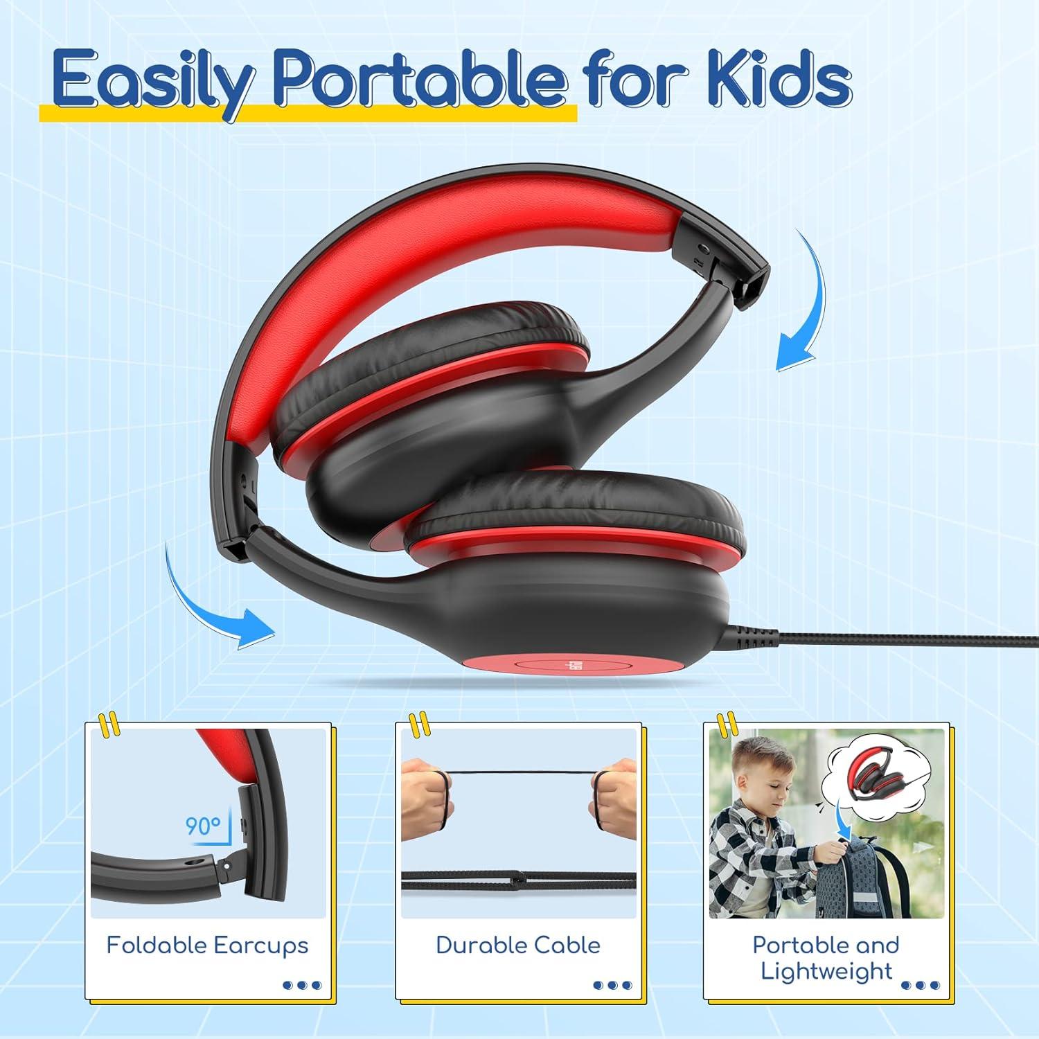 EarFun Kids Headphones Wired with Microphone 85/94dB Volume Limit
