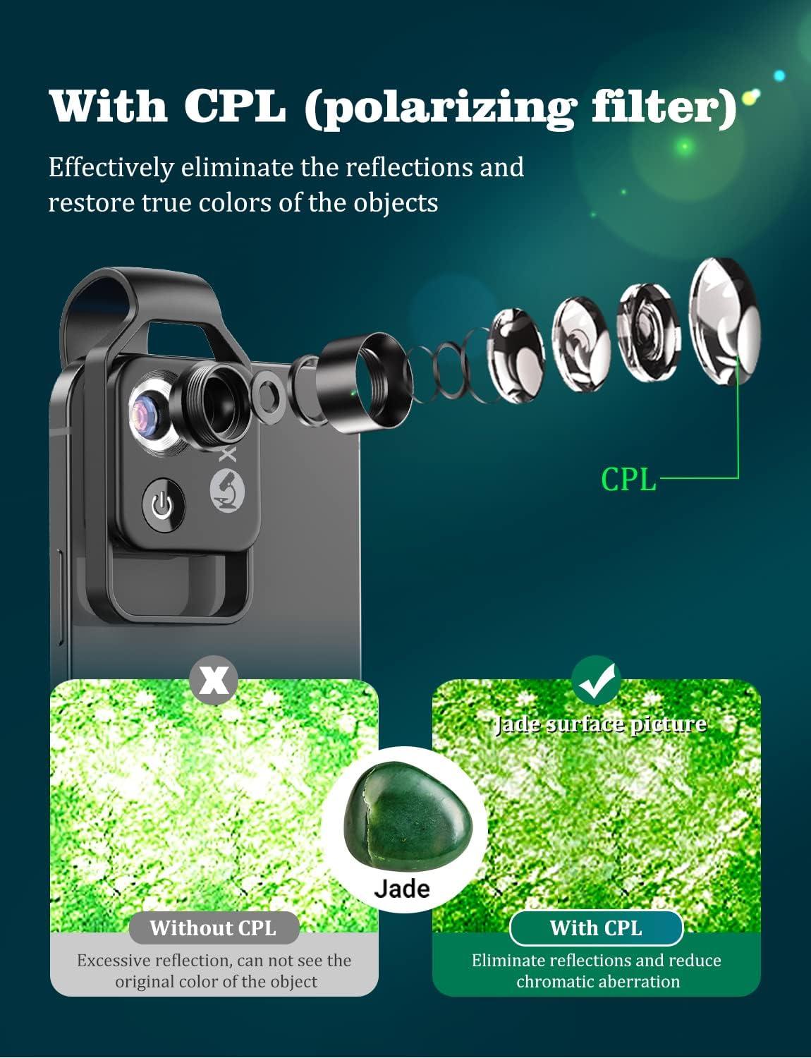 200X Phone Mini Pocket Microscope with LED Light/Universal Clip, Portable  Digital Microscope Camera Attachments for 99% Smartphone, Microworld for