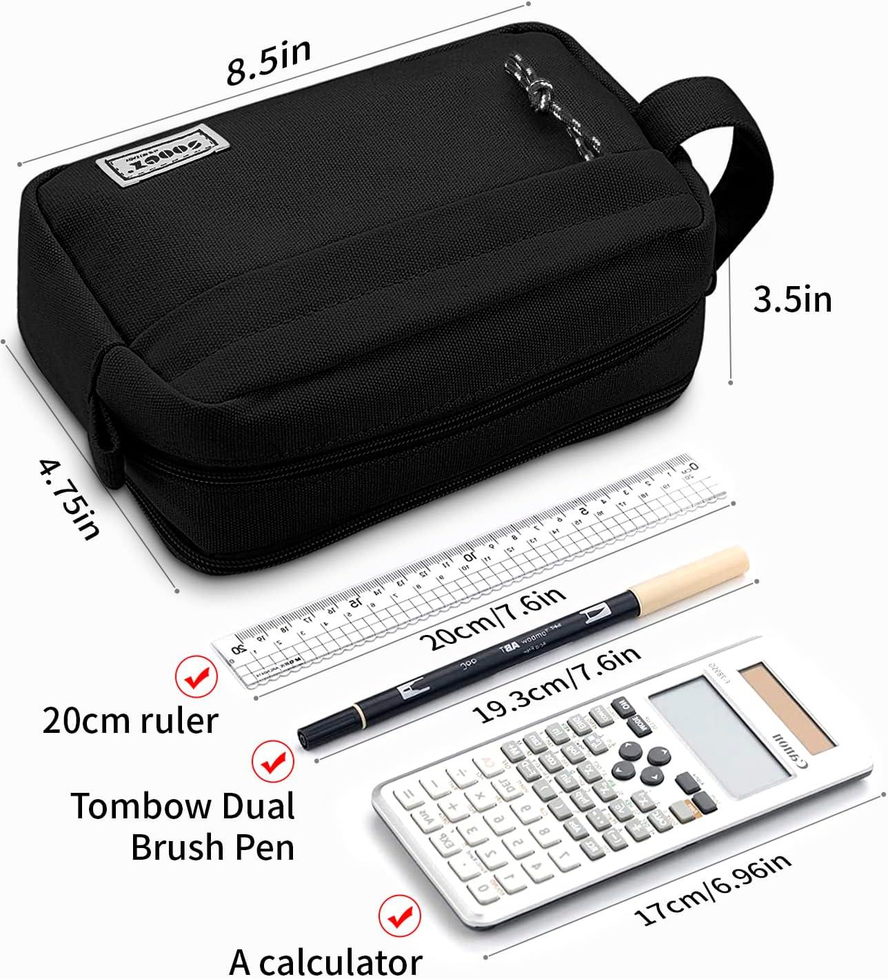Pencil Case Black Pencil Pouch Large Capacity Bag Canvas Pen Case