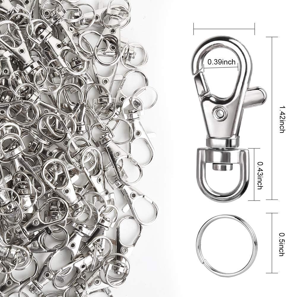 160PCS Metal Swivel Clasps Lanyard Snap Hook with Key Ring, LEOBRO