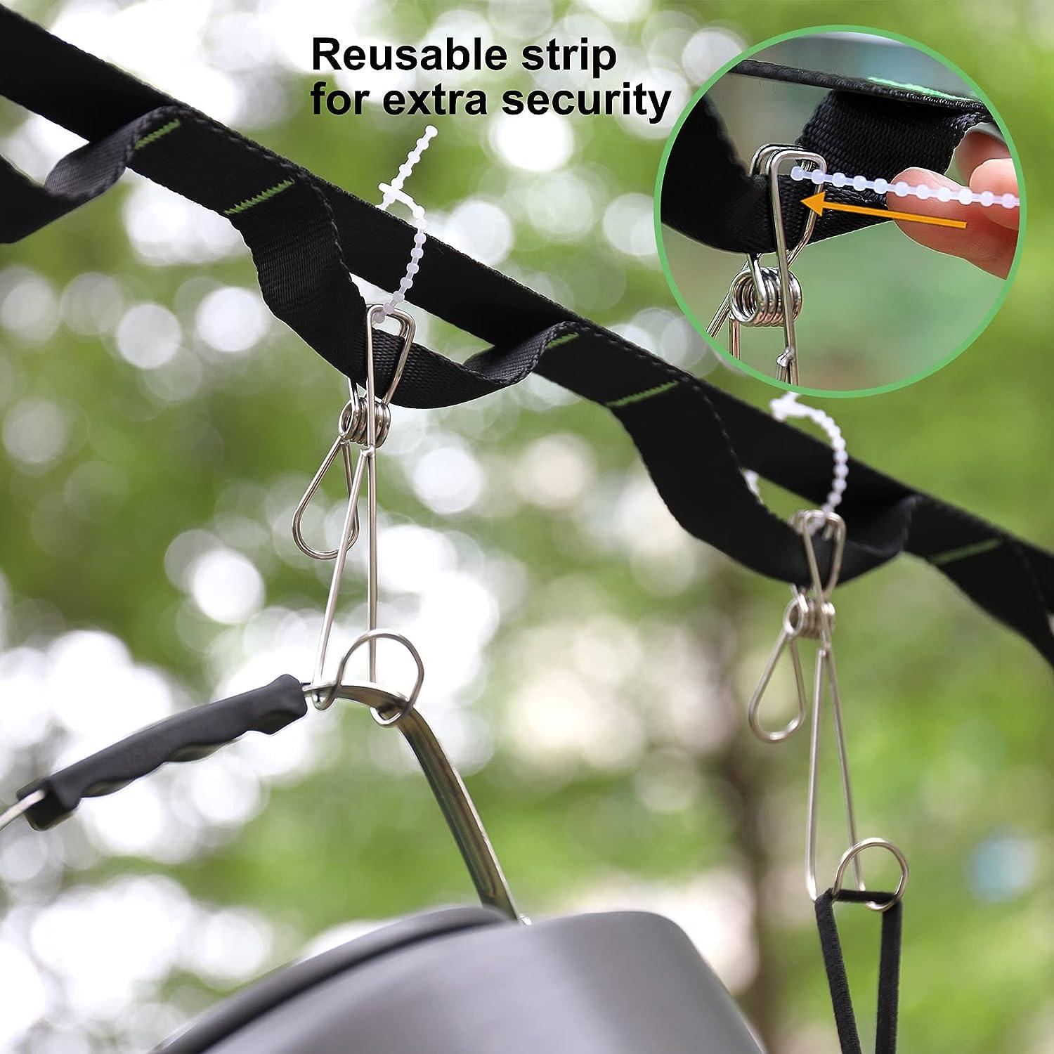 Ayaport Campsite Storage Strap Tent Camping Stuff Tree Hanging Organizer  with 10 Hooks & 20 Loops, Must Have Camping Gear Kitchen Hammock Strap Tent