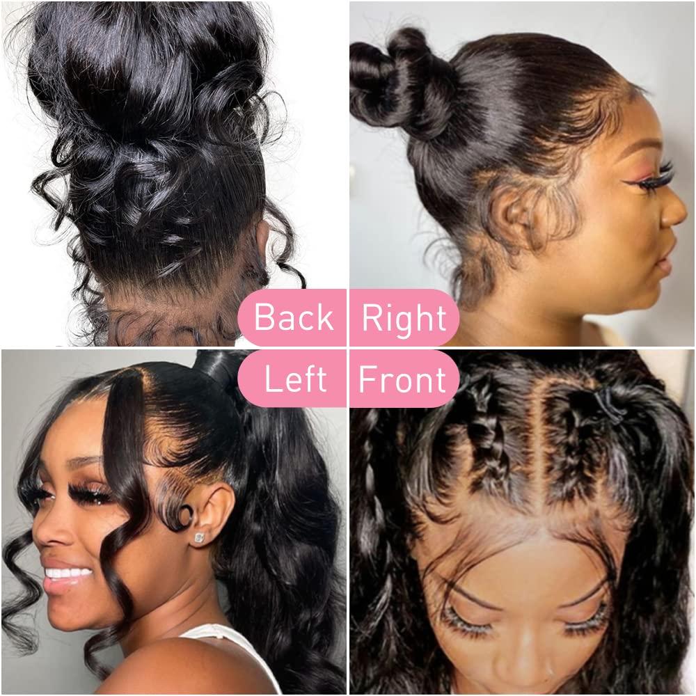  200% Density Full 360 Lace Front Wigs Human Hair HD  Transparent Lace Front Wigs Pre-Plucked With Baby Hair Body Wave Lace Front  Wigs For Black Women Natural Color (22 Inch) 