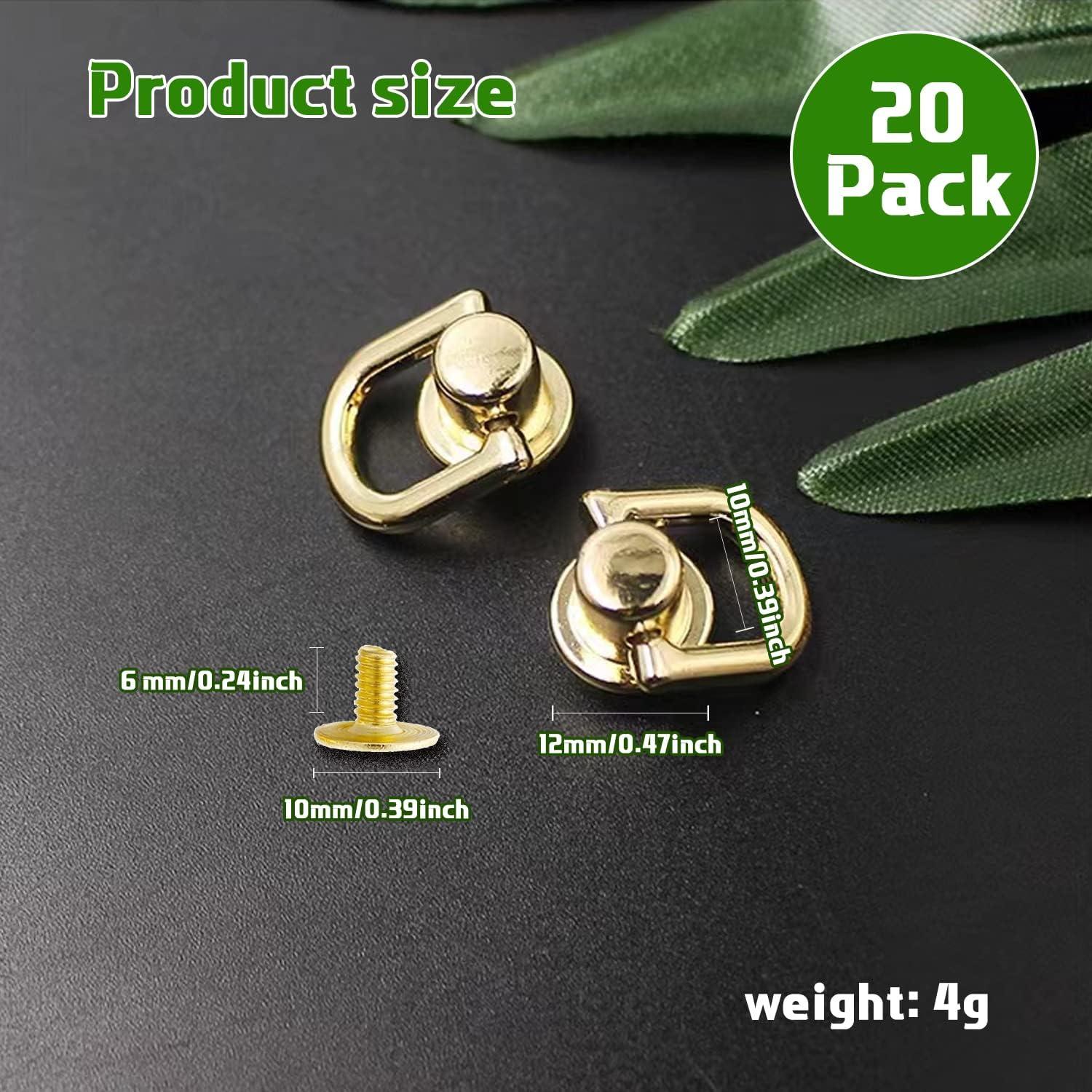  INKNOTE 24 Pcs D Ring Stud Screw Ball Post Head Buttons 360  Degree Rotatable Metal Ring Buttons Rivets Nails Chicago Stud Screw with  Hole Punch for DIY Backpack Leather Wallet Strap