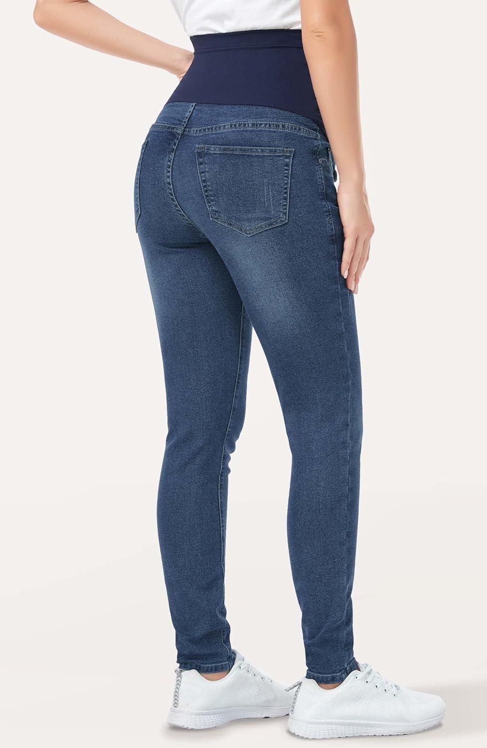 PACBREEZE Women's Maternity Jeans Over The Belly Slim Stretchy