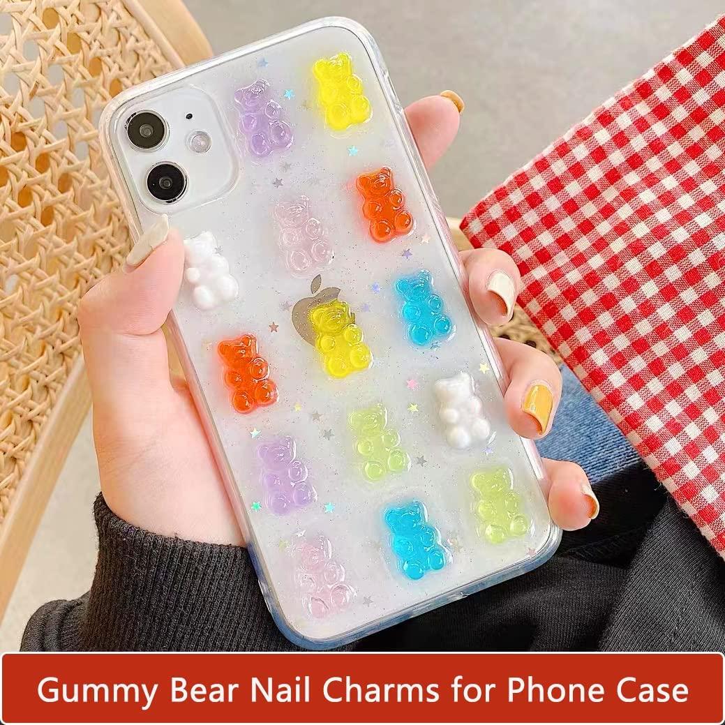 60 Pieces Gummy Bear Nail Charms,Resin Flatback Fake Gummy Bears