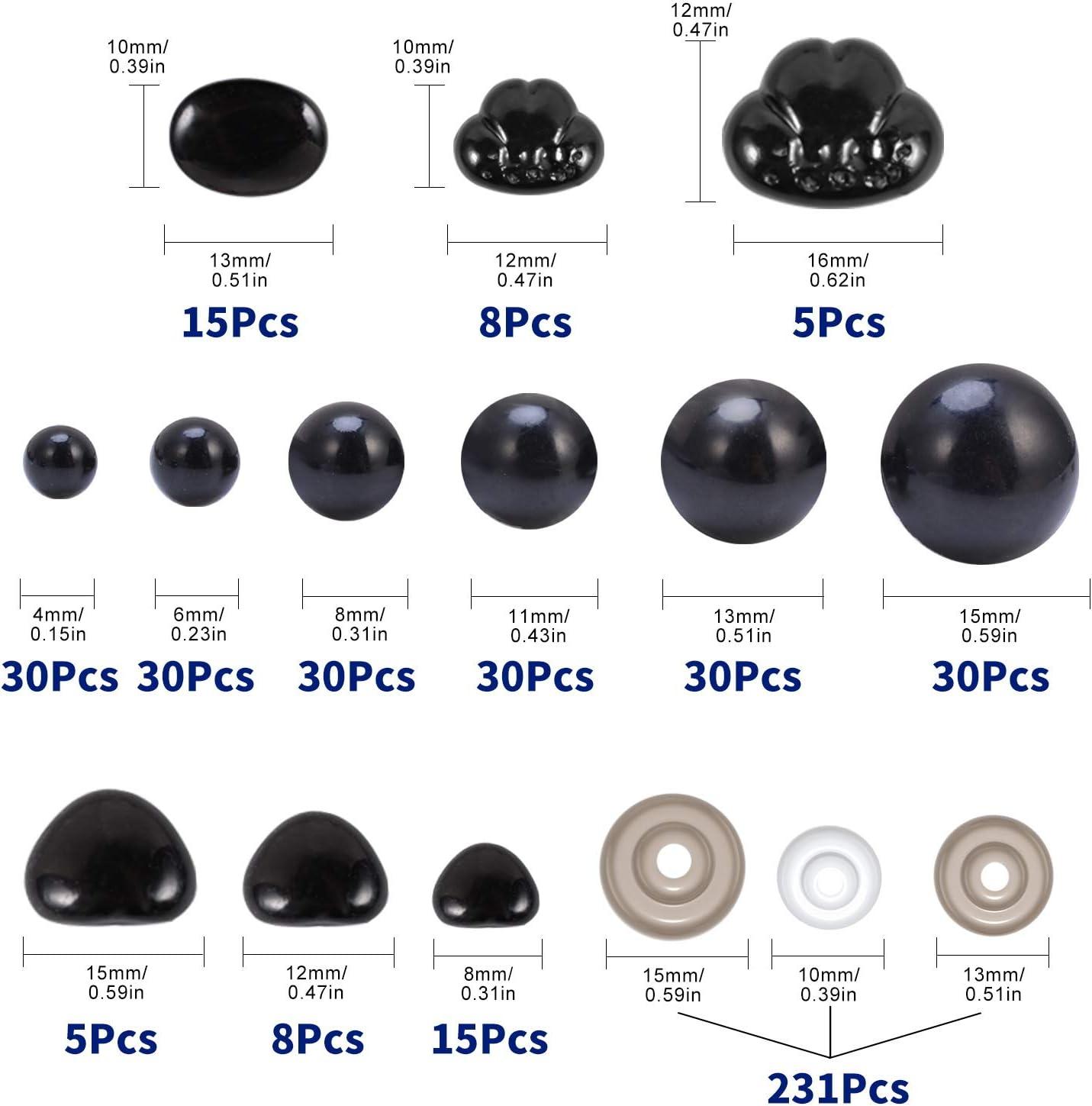Black Oval Safety Eyes/ Noses --4x6/6x8/10x7/12x9/13x10/15x10.5mm Amigurumi  Eyes/ Plastic