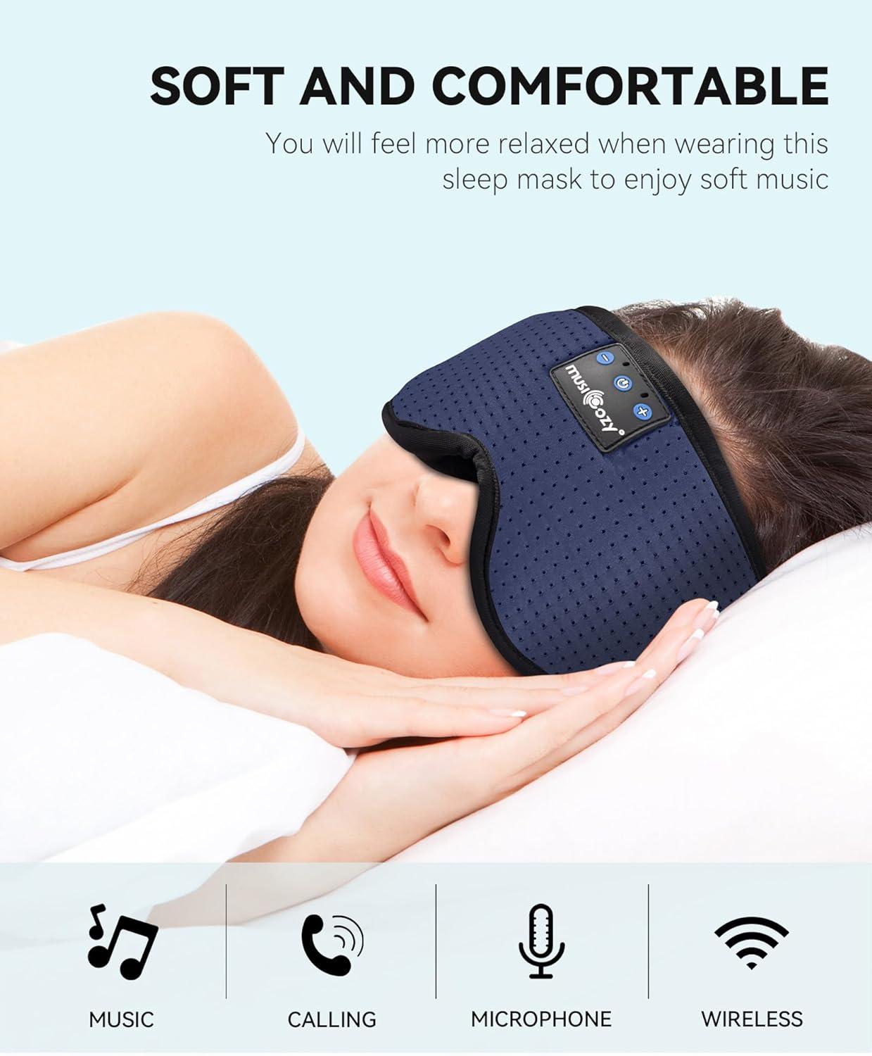 MUSICOZY Sleep Headphones Bluetooth 5.2 Headband, Sports Wireless Earphones  Music Sleeping Eye Mask Earbuds with HD Stereo Speaker for Mom Women Men  Teen Running Cool Gadgets Unique 