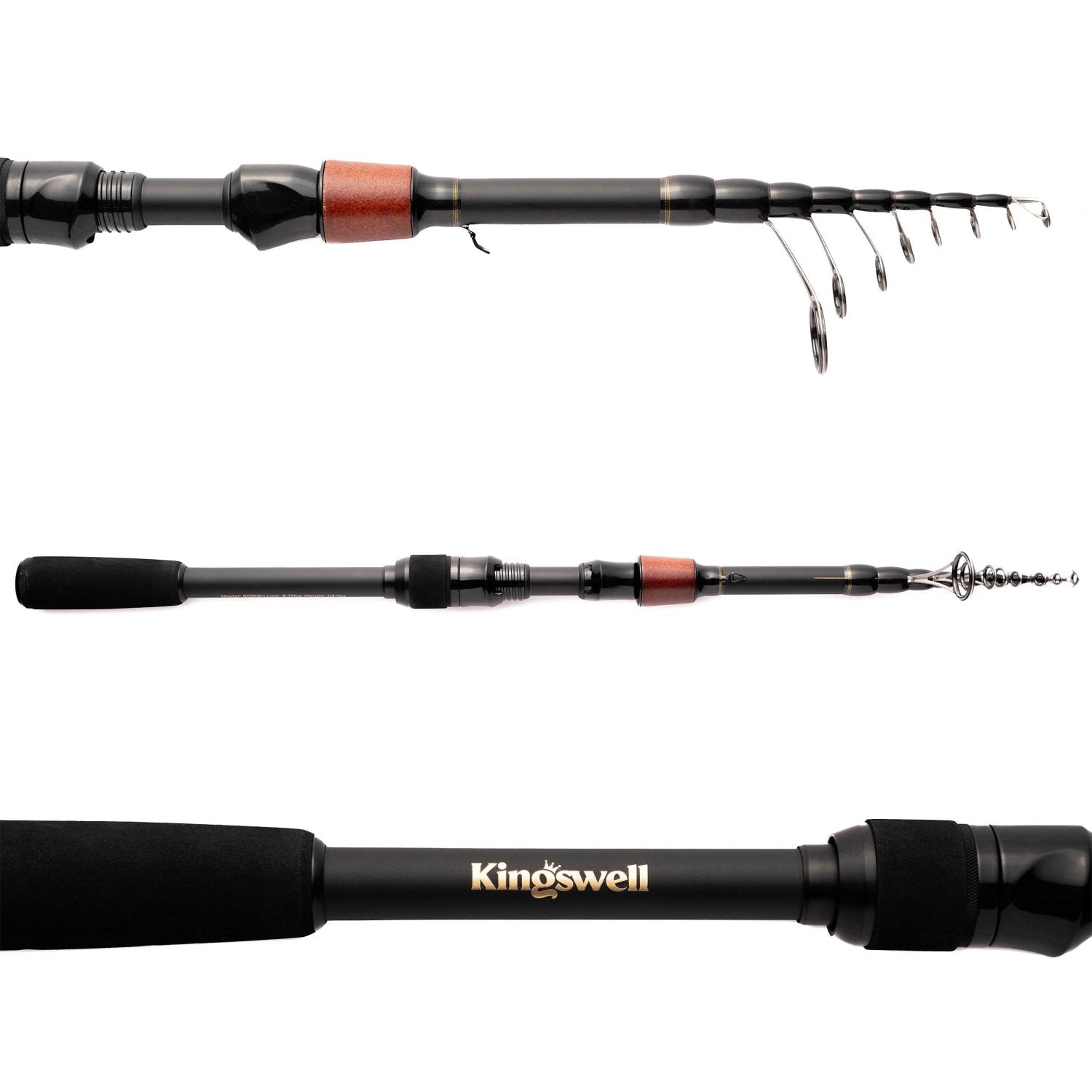  KINGSWELL Telescopic Fishing Rod And Reel Combo, Premium  Graphite Carbon Collapsible Fishing Pole
