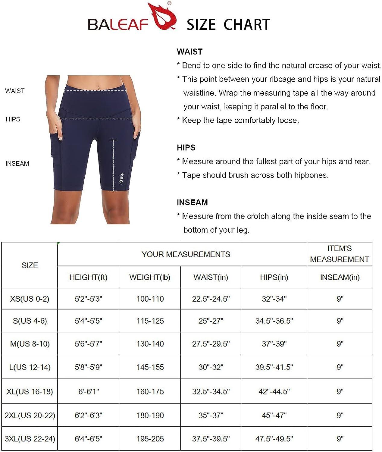 BALEAF Women's 9 Biker Shorts High Waisted Long Compression Running  Workout Shorts Side Pockets UPF50+ Black S