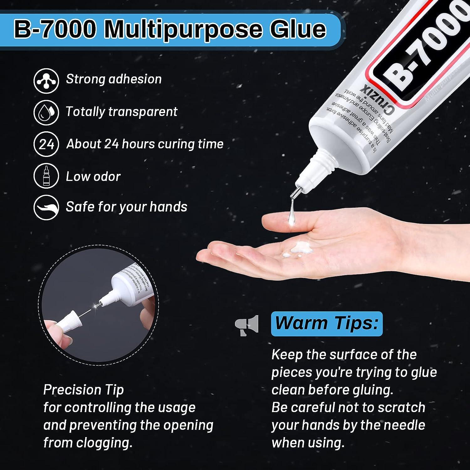  B-7000 Glue for Rhinestones Crafts, 4000Pcs Upgrade Crystal  Clear Flatback Rhinestones with 3Pcs Adhesive Glue Dotting Pen Wax Pencil  Tray Tool for Nail Art Tumbler DIY Jewelry Beads Shoes Clothes 