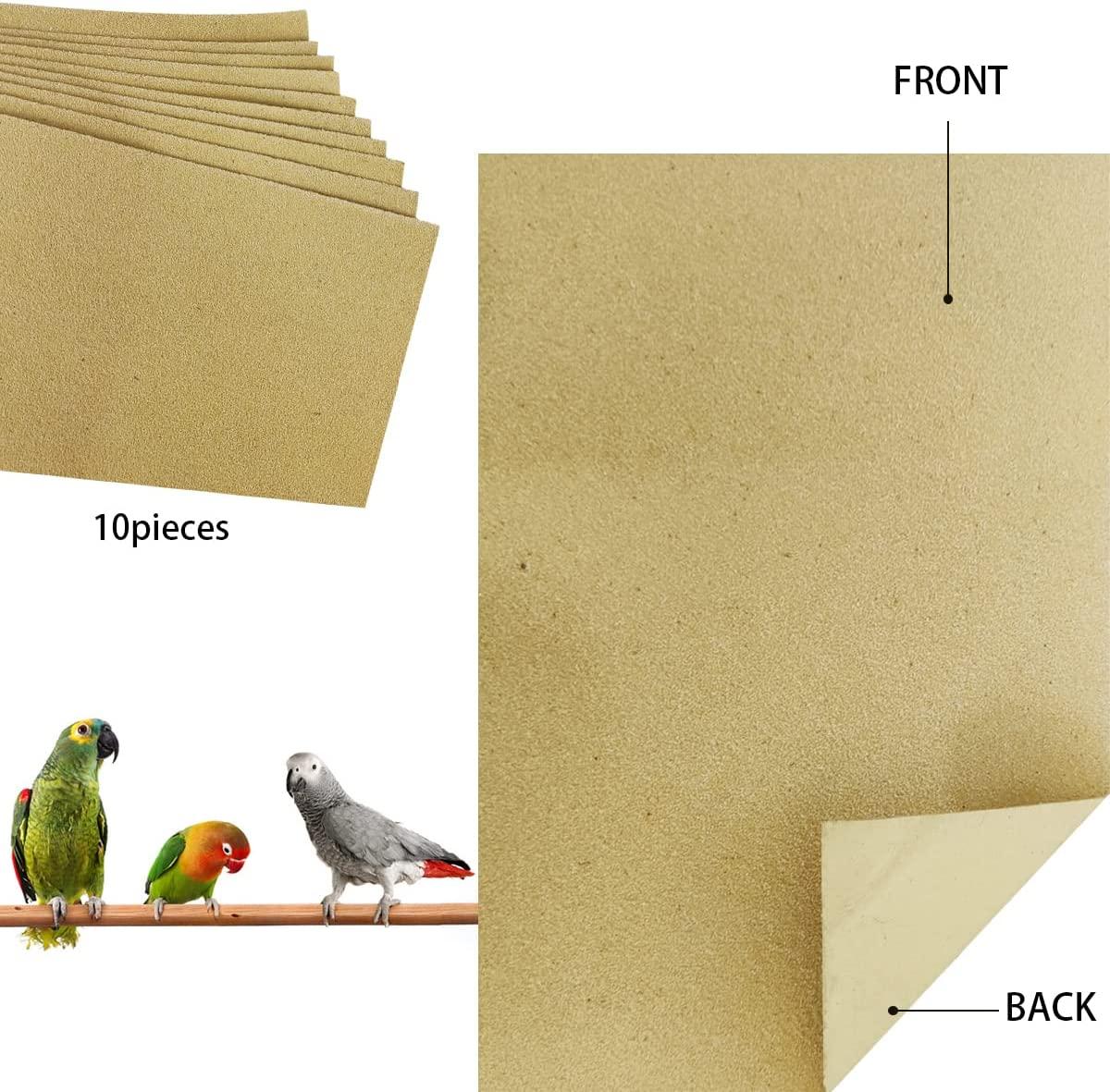 20 Pcs Gravel Liner Paper for Bird Cage, 11 x 17 inch Parrot Cage Liner  Sandpapers Pet Bird Cage Accessories Bird Hard Beak Cleaning Liner Paper,  Safe