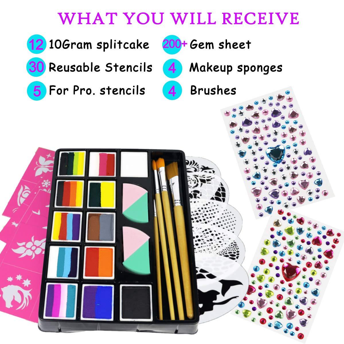 Bowitzki 12x10 gm Face Paint Professional Face Painting Kit For Kids Adults  Art - عنايتى
