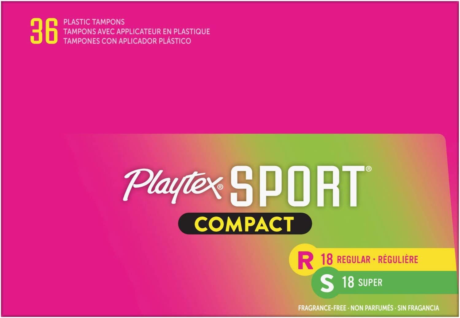 Playtex Sport Compact Athletic Tampons, Regular Absorbency
