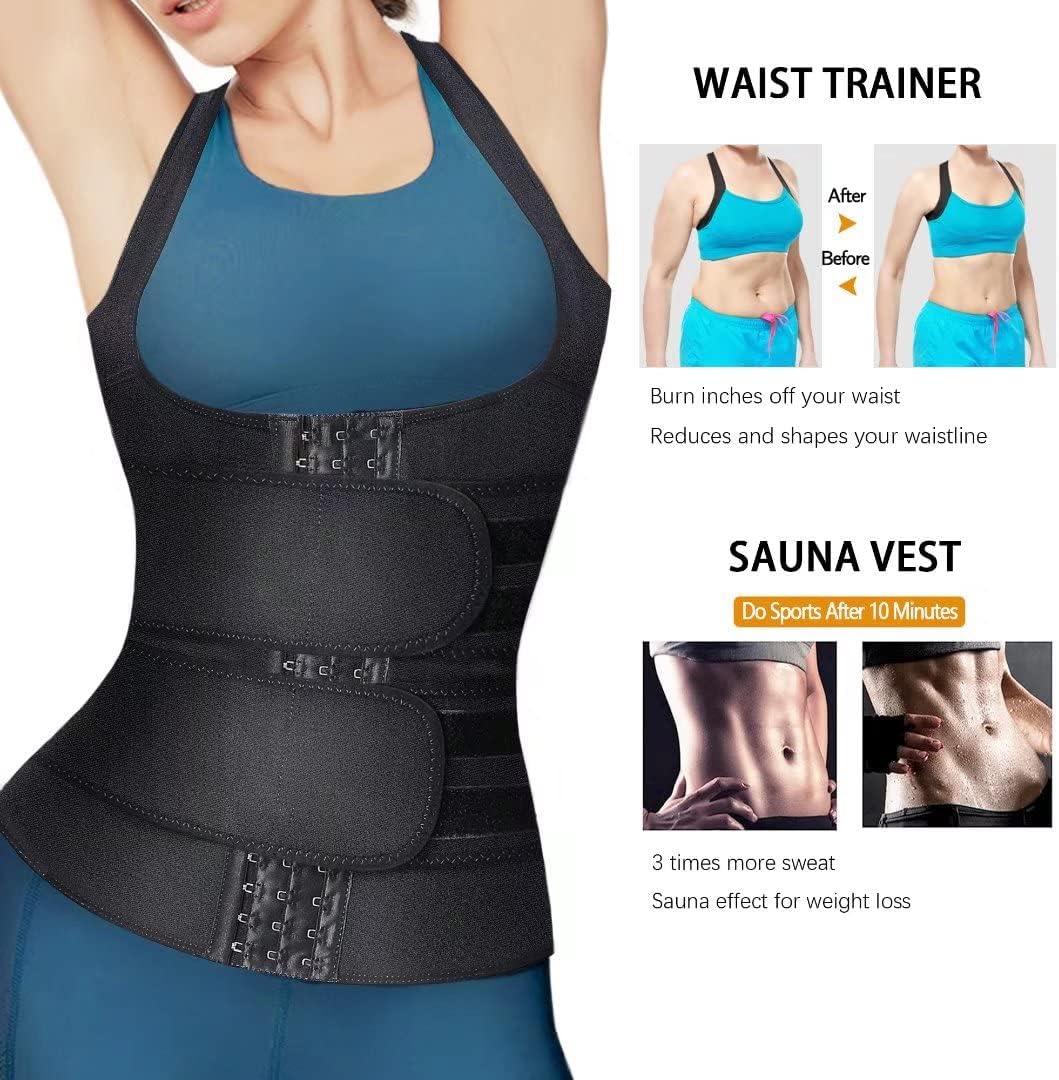 HOPLYNN Neoprene Sweat Waist Trainer Corset Trimmer Shaper Belt for Women,  Black, X-Large