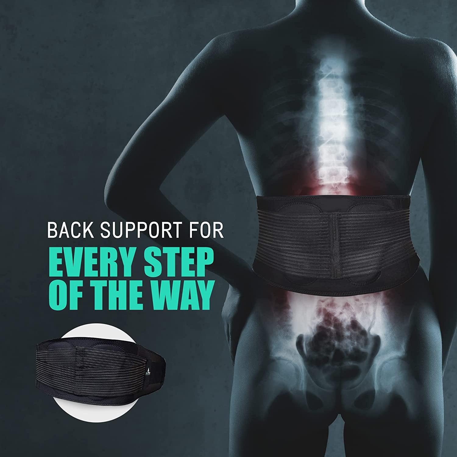 AllyFlex Back Brace Plus Size Lower Back Support Belt for Men and Women -  Medical Grade Orthopedic 3D Lumbar Pads Support for Lower Back Pain Relief