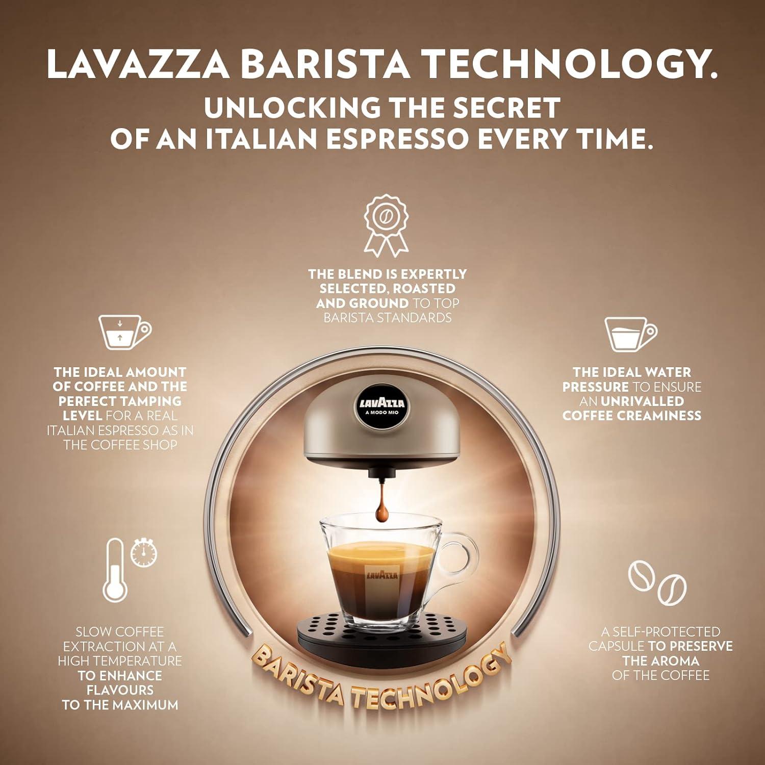 Lavazza A Modo Mio Espresso Intenso Coffee Capsules Arabica and Robusta  Spicy Notes Intensity 13/13 Medium-Dark Roasting Compostable 16 Coffee Pods  Coffee Espresso 16 Count (Pack of 1)