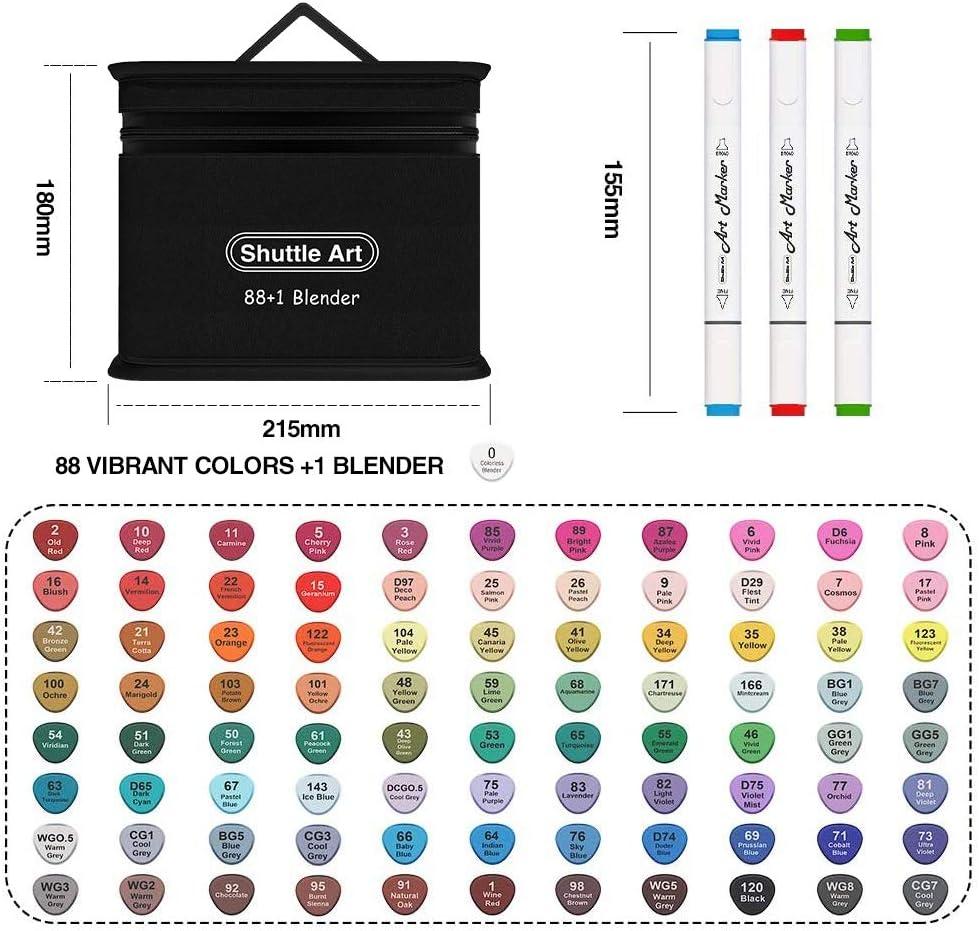51 Colors Dual Tip Alcohol Based Art Markers, 50 Colors plus 1 Blender  Permanent Marker Pens Highlighters with Case Perfect for Illustration Adult