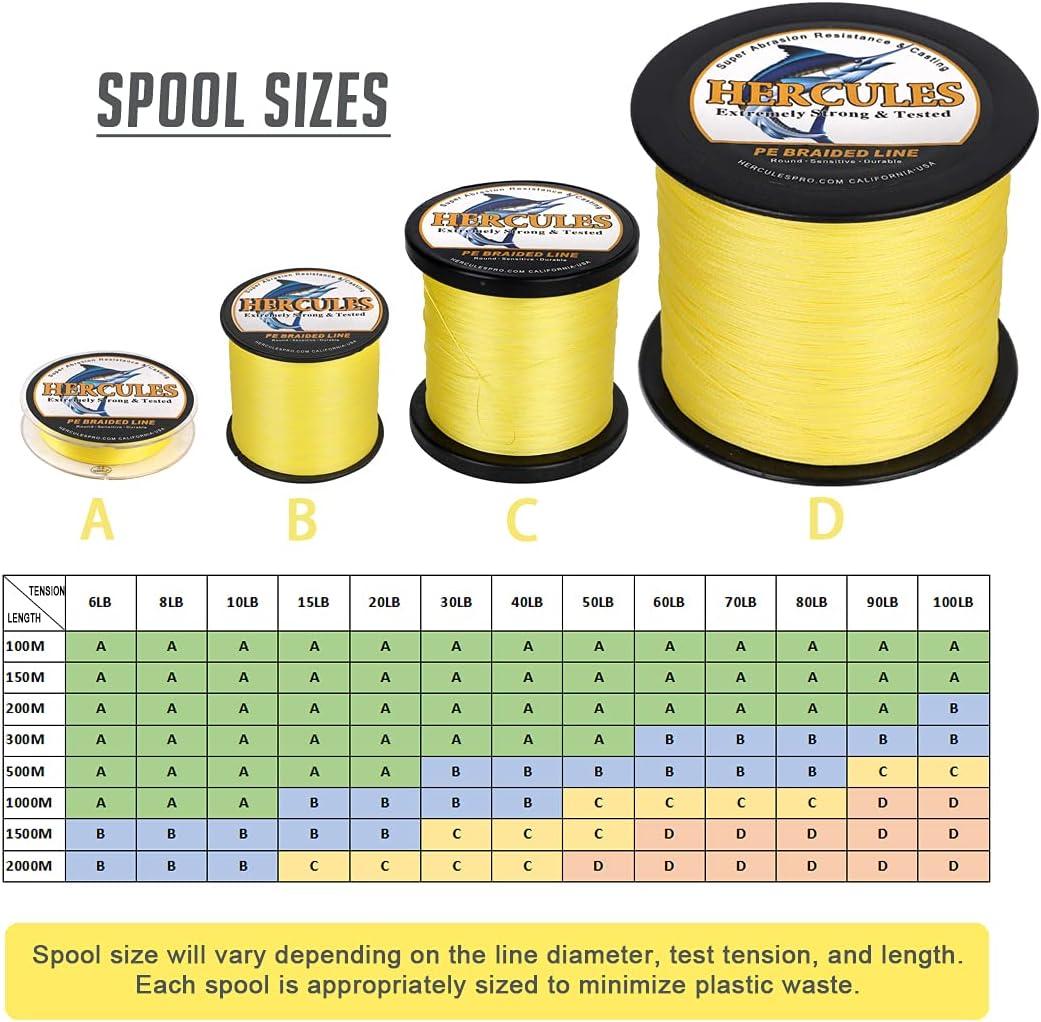 HERCULES Cost-Effective Super Cast 8 Strands Braided Fishing Line 10LB to  300LB Test for Salt-Water,109/328/547/1094
