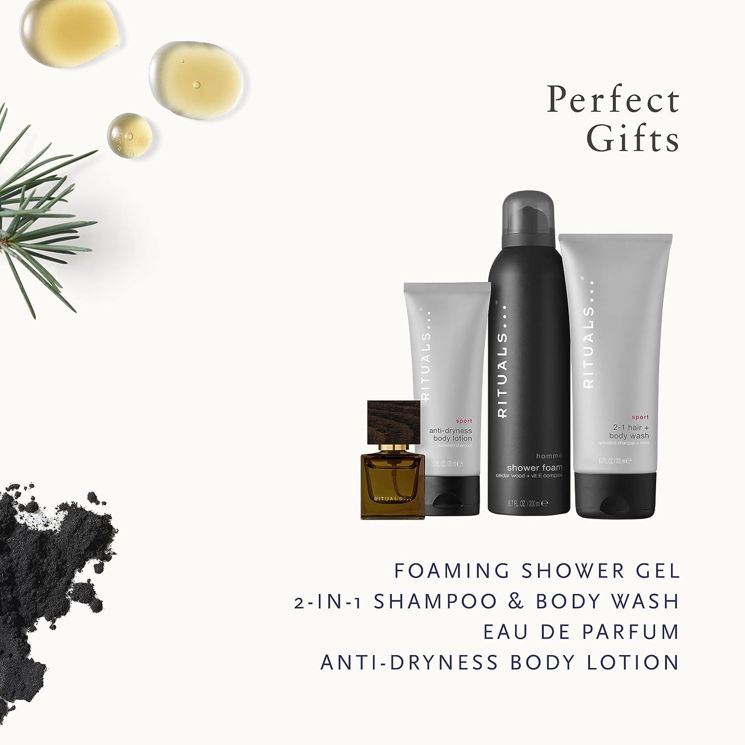 RITUALS Homme Invigorating Gift Set - Foaming Shower Gel 2-in-1 Shampoo & Body  Wash Anti-Dryness Lotion & L'Essentiel Eau de Parfum - Medium