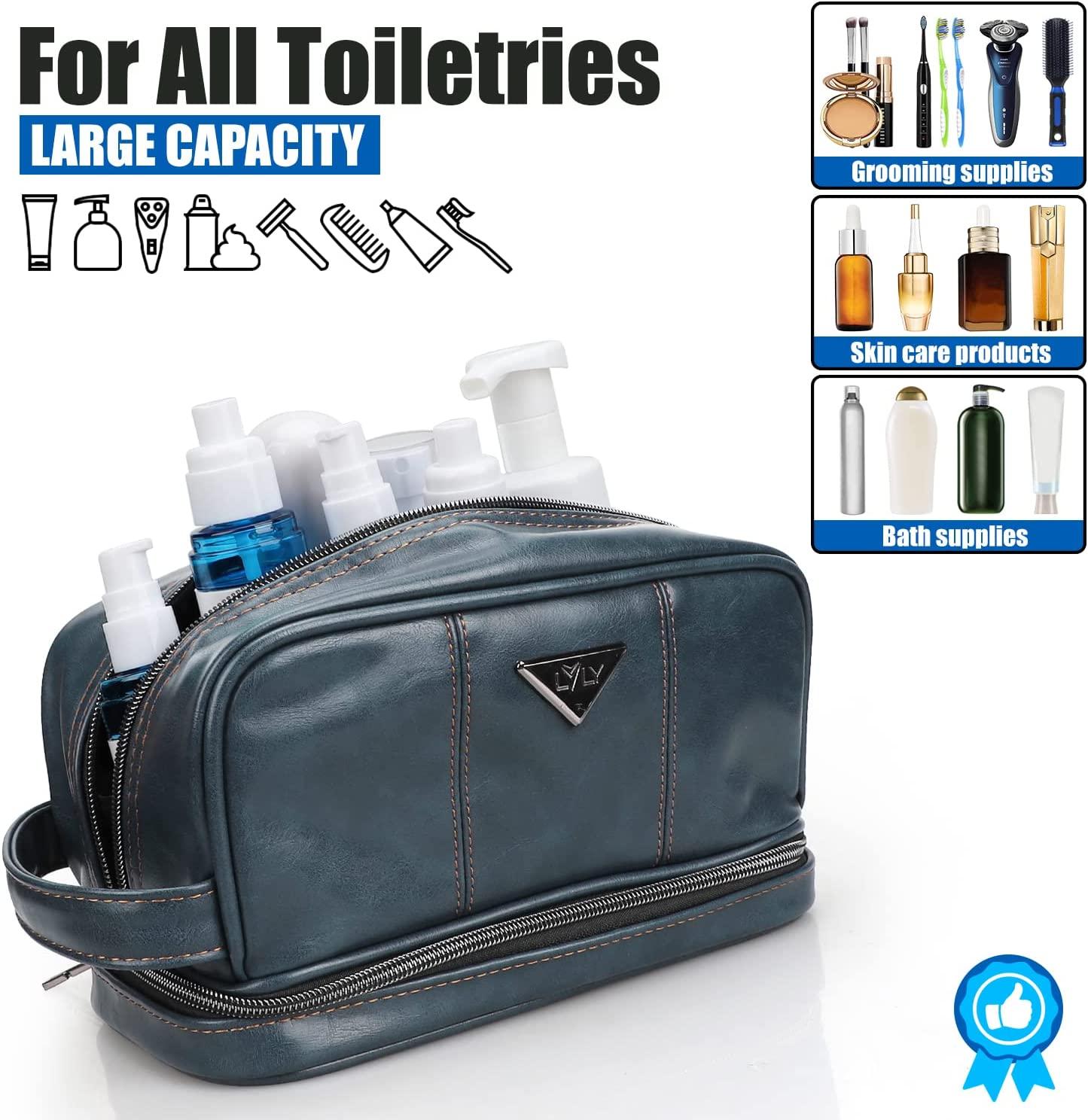 Men's Toiletry Bag Leather Travel Toiletry Bag Dopp Kit, Men Shaving  Bag