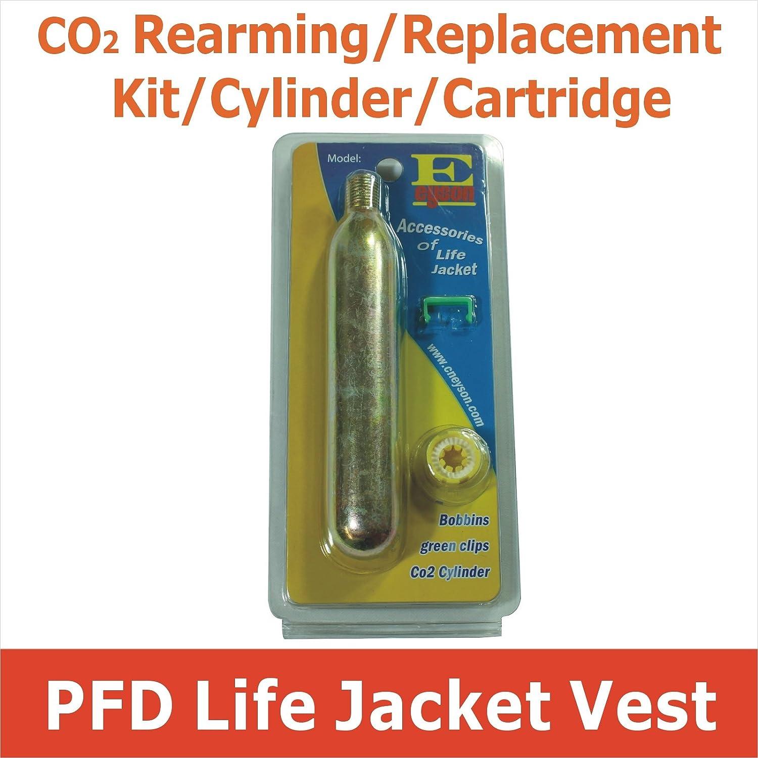 Premium Quality CO2 Rearming Kit Cylinder Cartridge Tank for Automatic/Manual  Inflatable Life Jacket Lifejacket Life Vest Waist Pack Belt Lifesaving PFD  CO2 Replacement Refill New 33-Gram