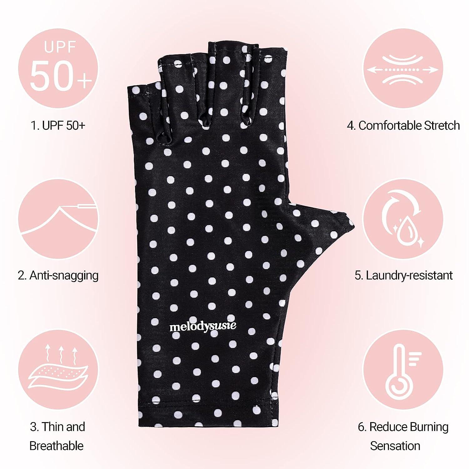 MelodySusie UV Glove for Gel Nail Lamp, Professional UPF50+ UV Protection  Gloves for Manicures, Nail Art Skin Care Fingerless Anti UV Glove Protect