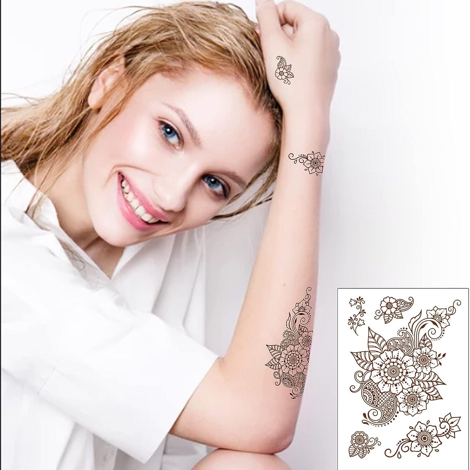 10 Pcs Henna Tattoo Kit Temporary Tattoo Adul Stickers Lace Pattern Fake  Tattoos Henna Sticker for Women Girls DIY on Body Face Arms Legs