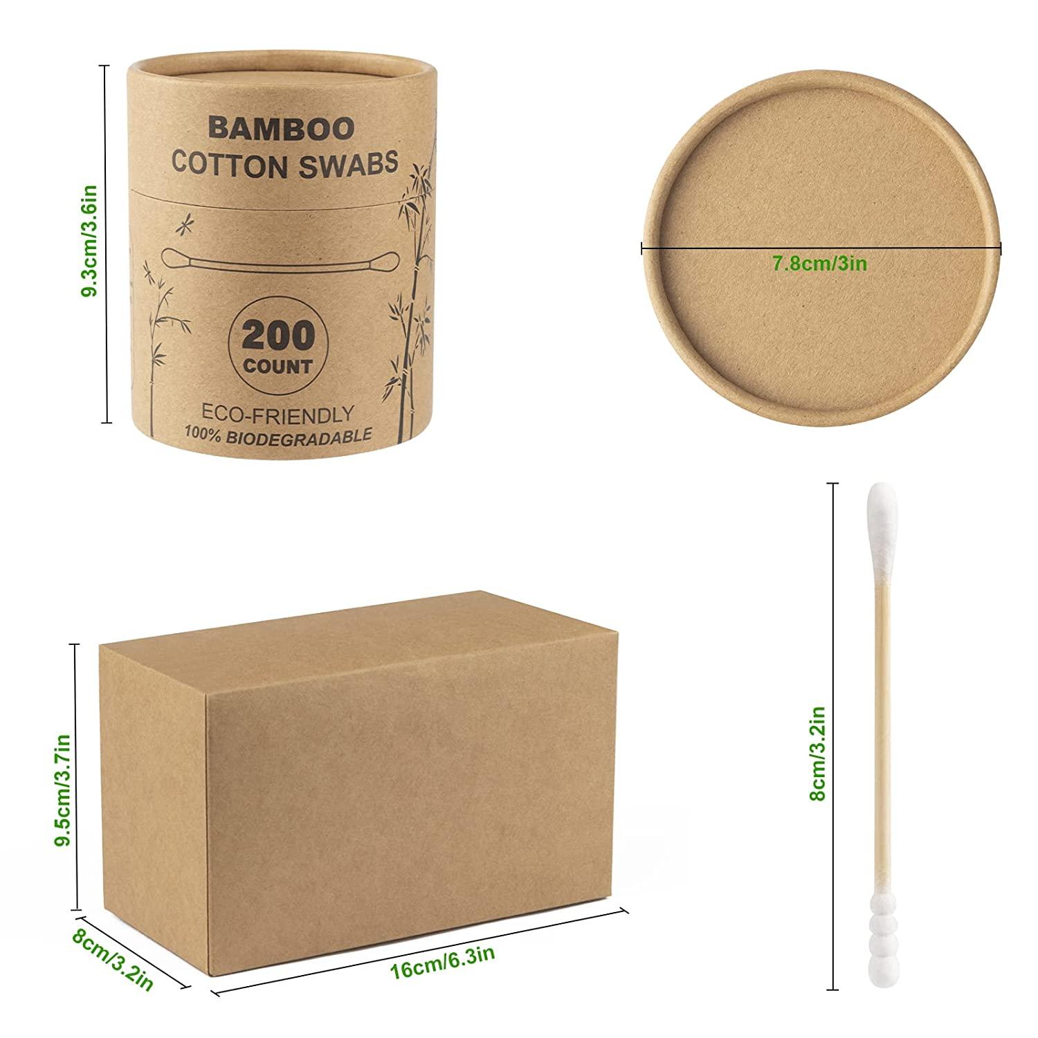 Fjord Swabs - 400-Count Bamboo Cotton Swabs - Strong & Soft Double Tipped Qtips Cotton Swabs - Natural & Sustainable Hygge Ear Sticks Ideal for Wax