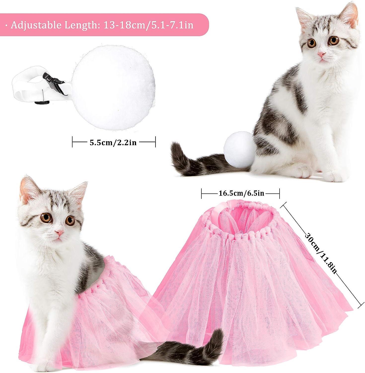 Whaline Easter Pet Bunny Costume Set Including Cute Bunny Rabbit Hat with Ear  Pet Headband Lace Skirt Tail White Pink Pet Theme Party Accessory Supplies  for Small Dog Cat, 3 Pieces