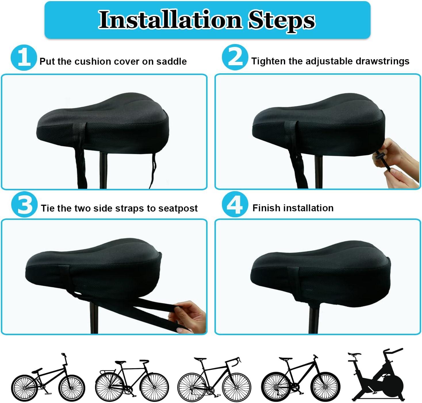 Exercise Bike Seat Cushion with Back Support Replacement Soft Cycling Bicycle  Saddle Cover for Recumbent Bike Adult Bicycle