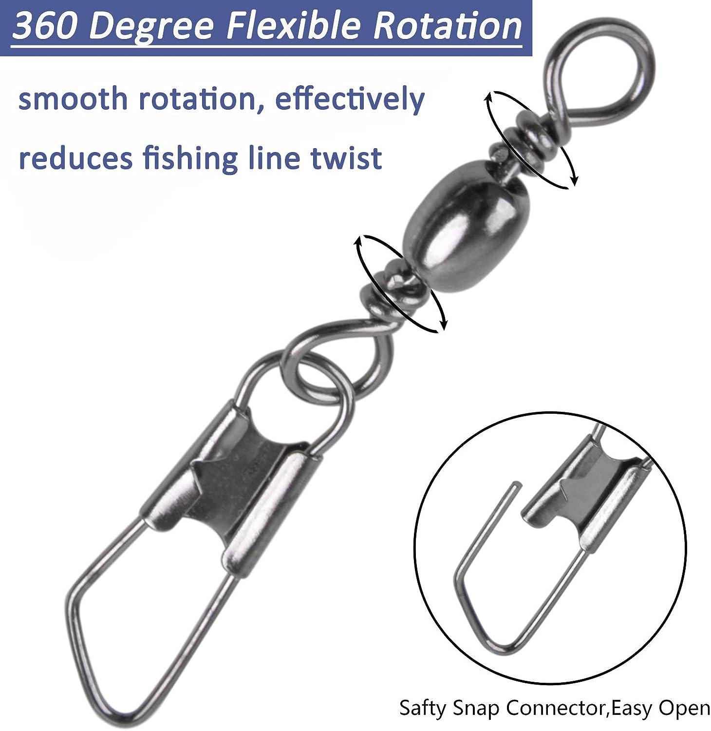50pcs Fishing Barrel Bearing Rolling Swivel Solid Ring Fast Link