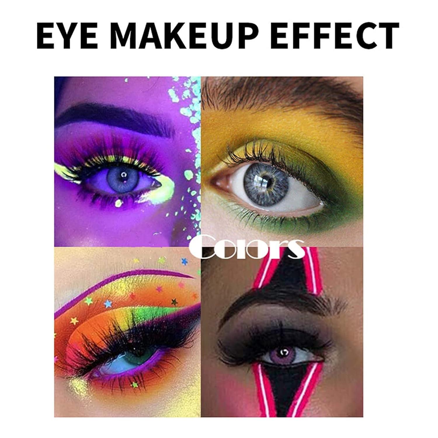 Water Activated UV Reactive Neon Cake Eyeliner, Onmay 7 Rainbow Color Aqua Eye Liner UV Glow Blacklight Body Face Paint Makeup - Neon Bundle