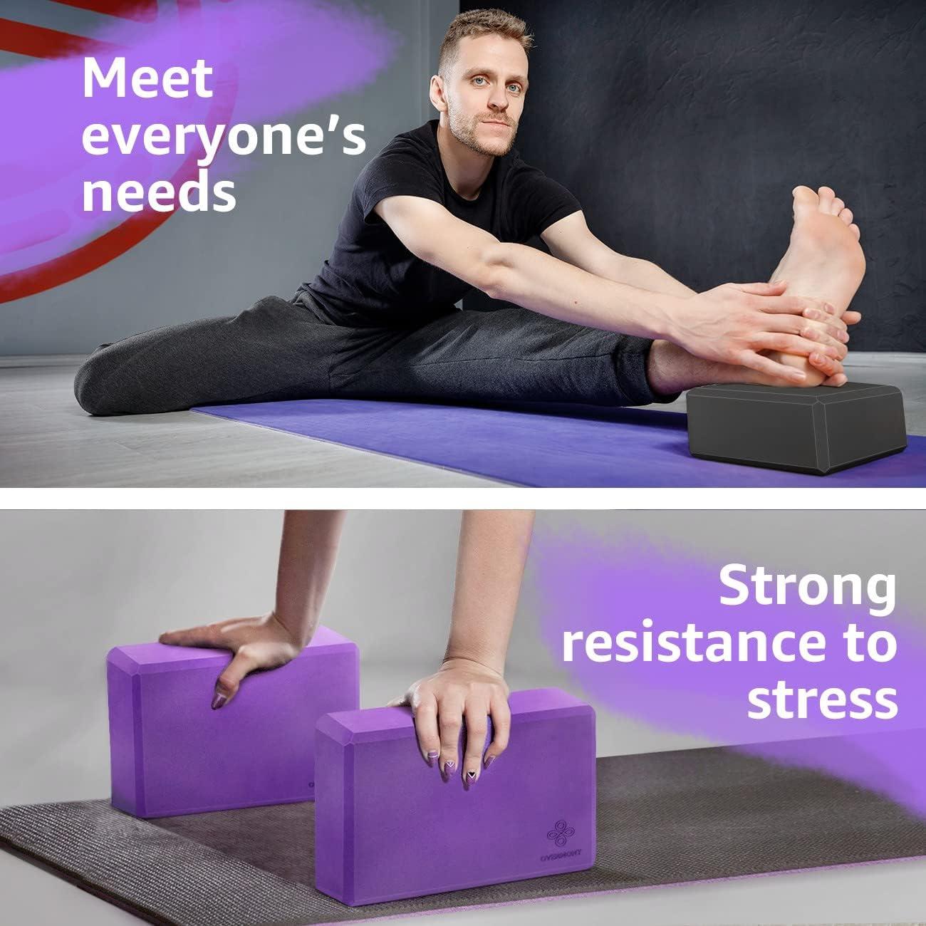 Overmont Yoga Block 2 Pack Supportive Latex-Free EVA Foam Soft Non-Slip  Surface for General Fitness Pilates Stretching and Meditation 9x6x3 Yoga