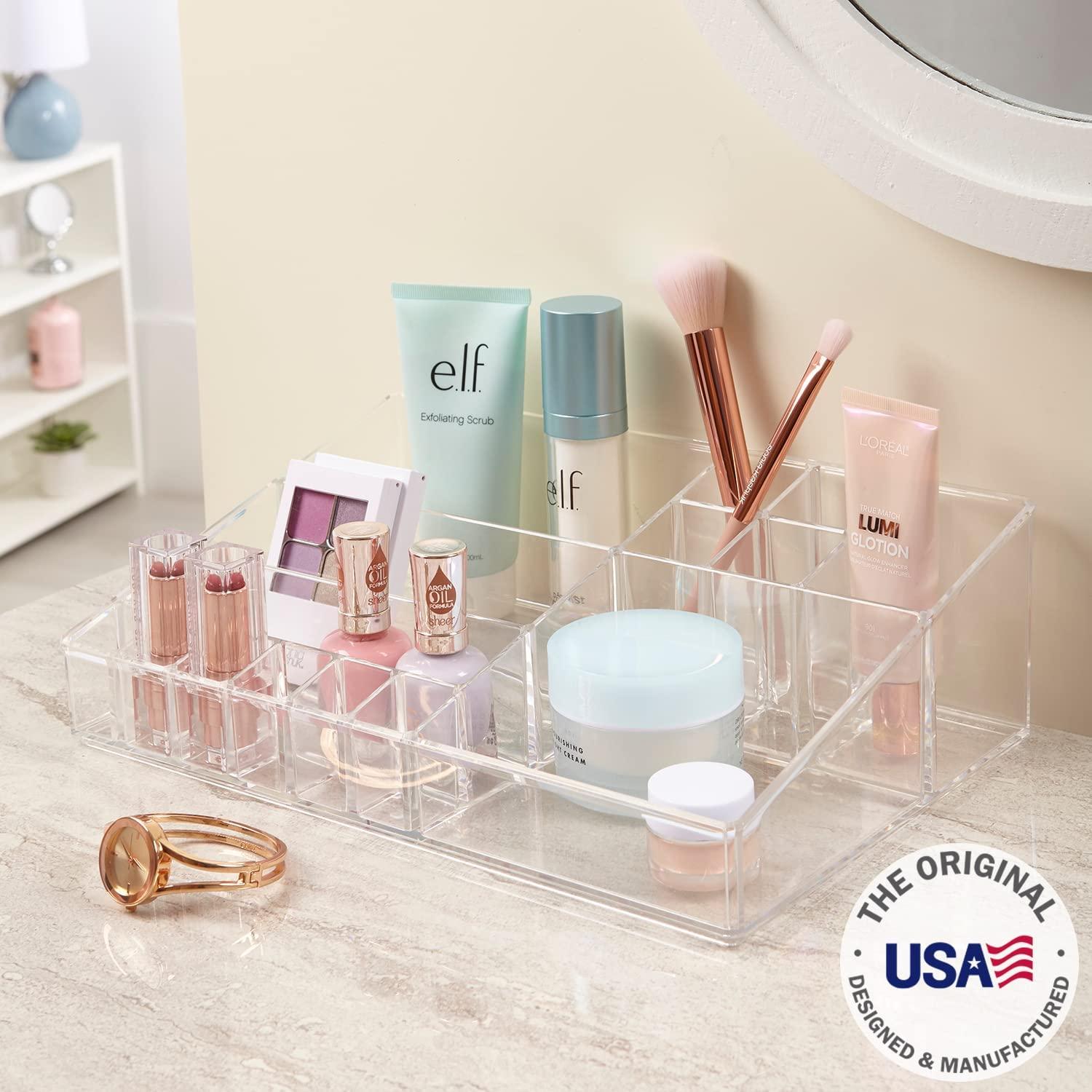 STORi Audrey Stackable Clear Bin Plastic Organizer Drawers, 2 Piece Set, Organize Cosmetics and Beauty Supplies on a Vanity, Made in USA