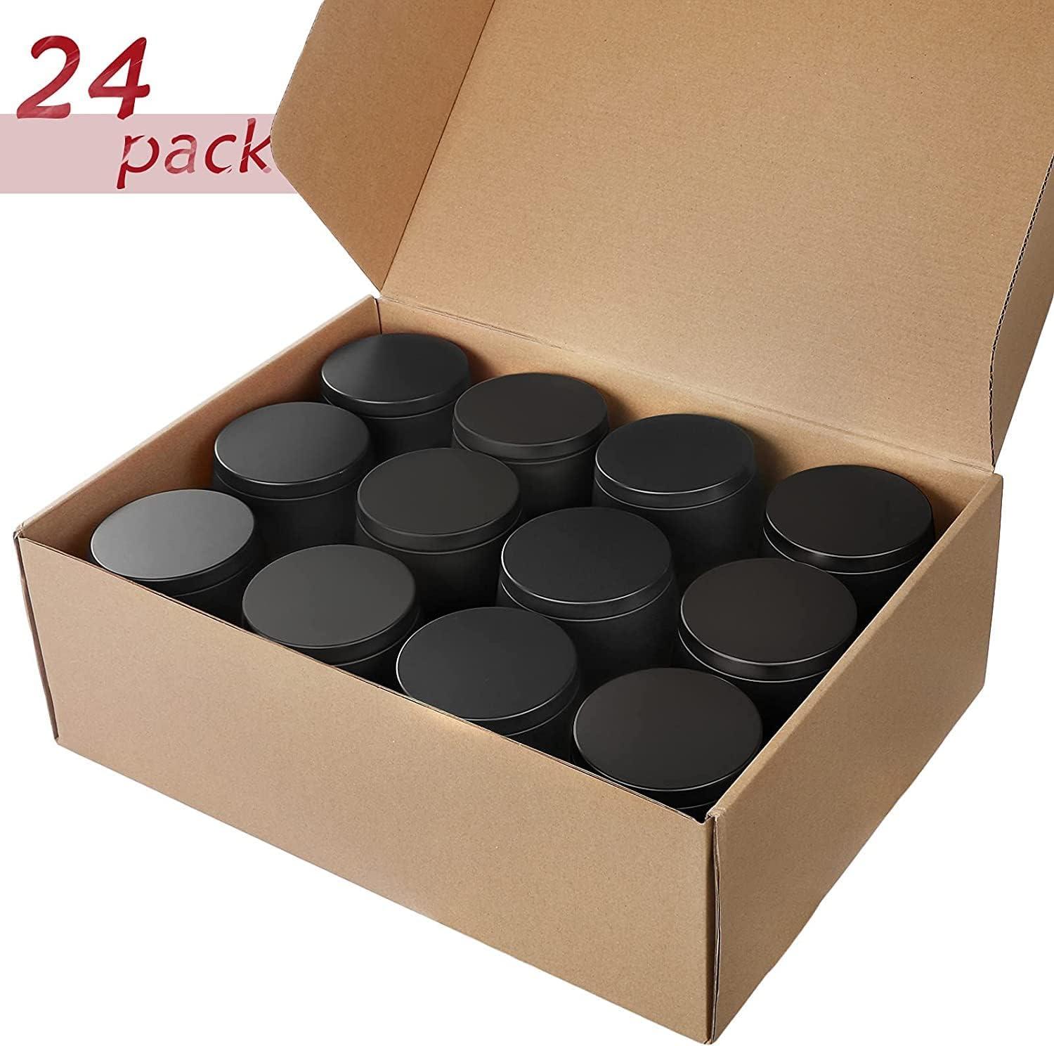 24 Pieces 4 oz Black Candle Tins,4oz（Fill line 3.5oz） Candle Jars Candle  Containers with Lids, 4 oz, for Candles Making, Arts & Crafts, Storage, and  Gifts (Black 24PCS) – SONVIIBOX