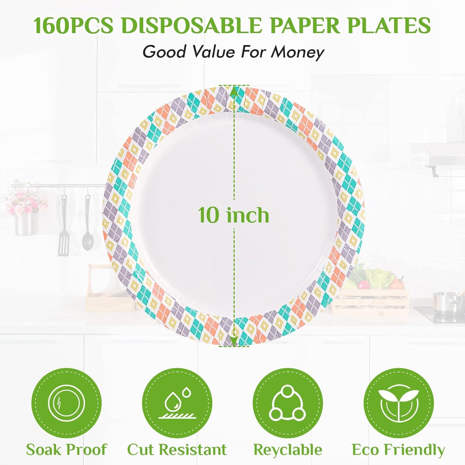 FOCUSLINE 10 Inch Paper Plates Easter 160 Count Disposable Paper Plates for  Everyday Use Cut-Proof & Soak-Proof Coated Paper Dinner Plates Large Round  10 Paper Plates for Home Party Light Pink-10 inch-160pack