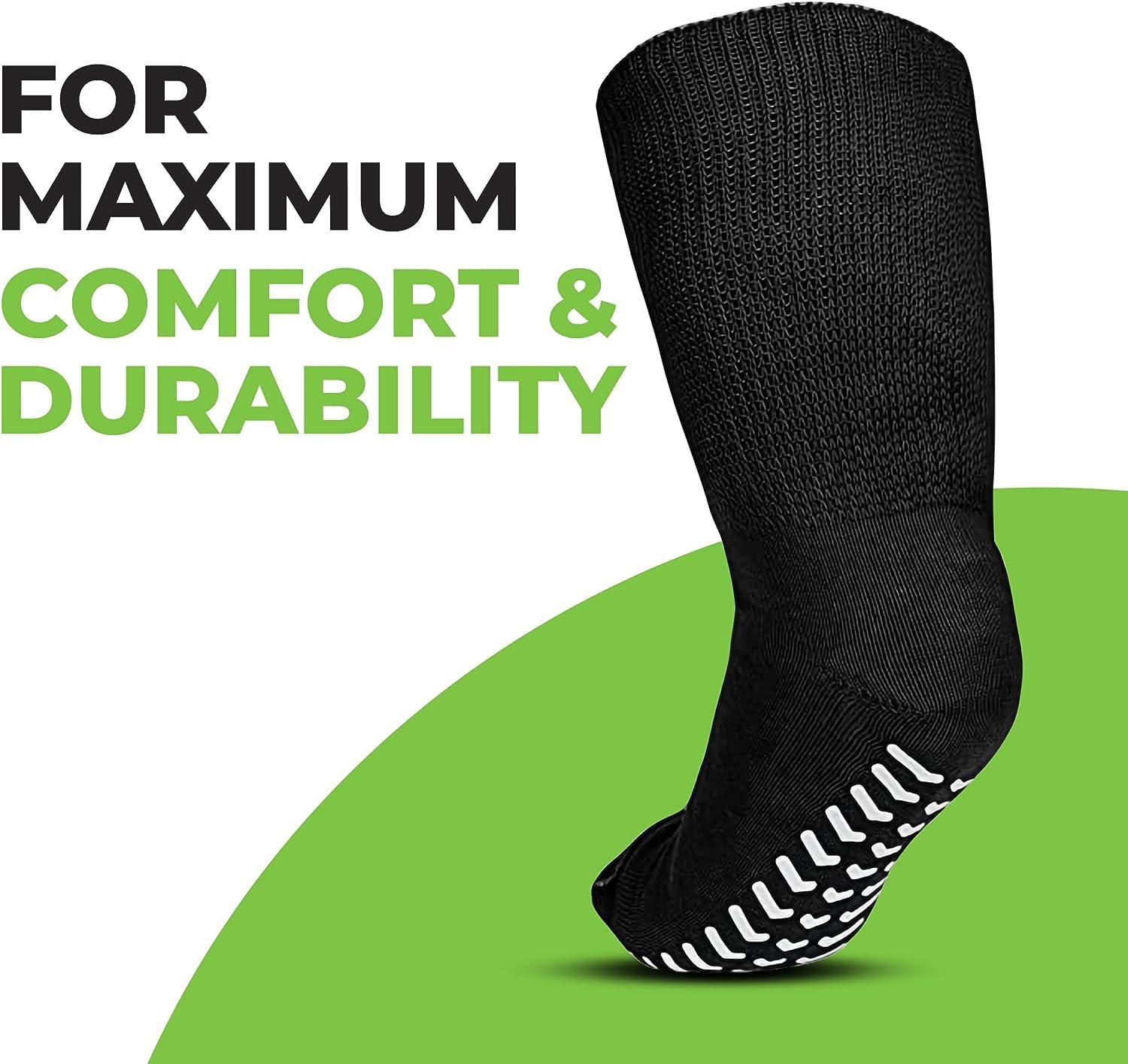3 Pairs Extra Wide Bariatric Socks with Non Skid Grips for Edema