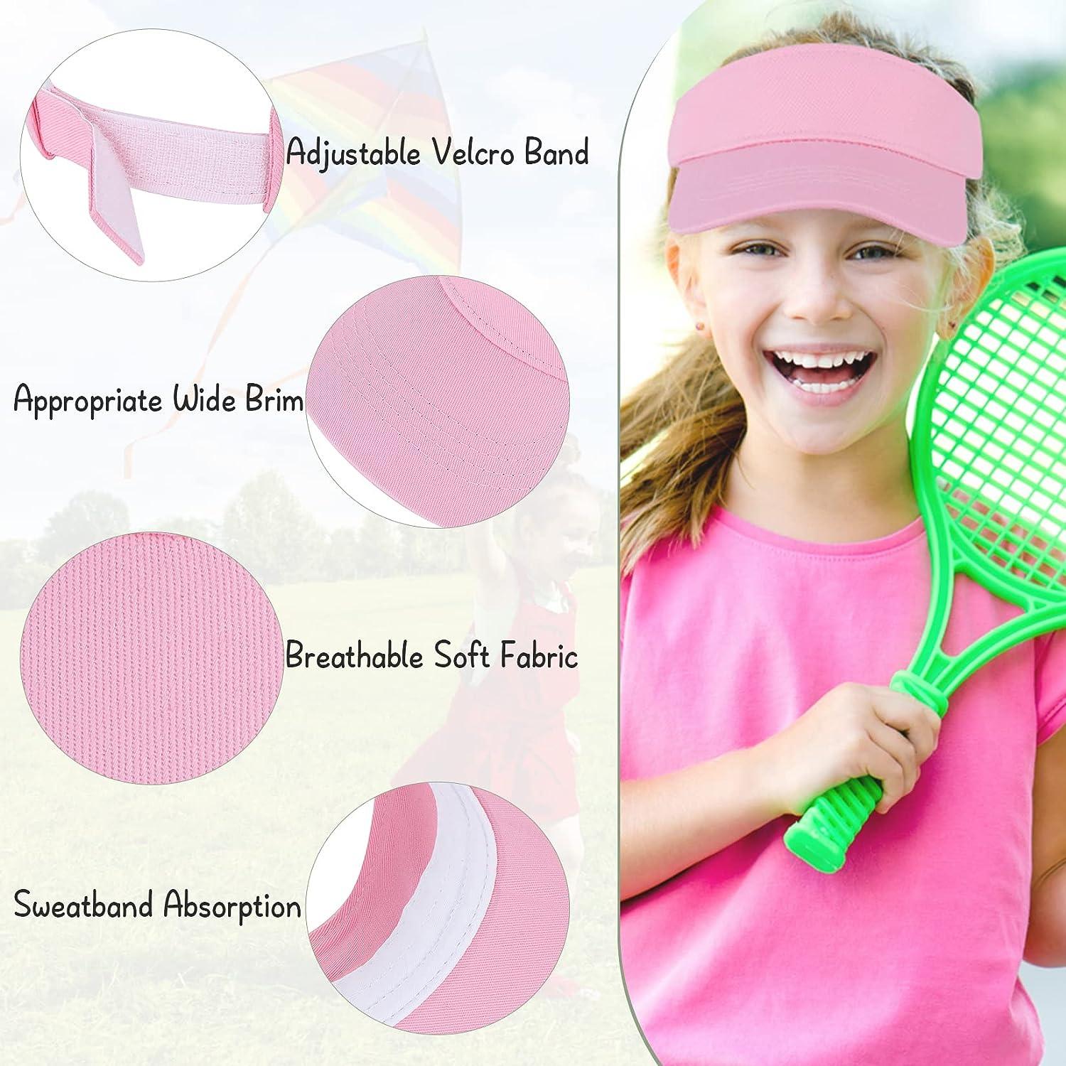 Century Star UPF 50+ Kids Visor Sun Hat Adjustable Girls High Ponytail  Tennis Hat Sports Boys Running Golf Visor Cap 6-12 Years 1pc Pink
