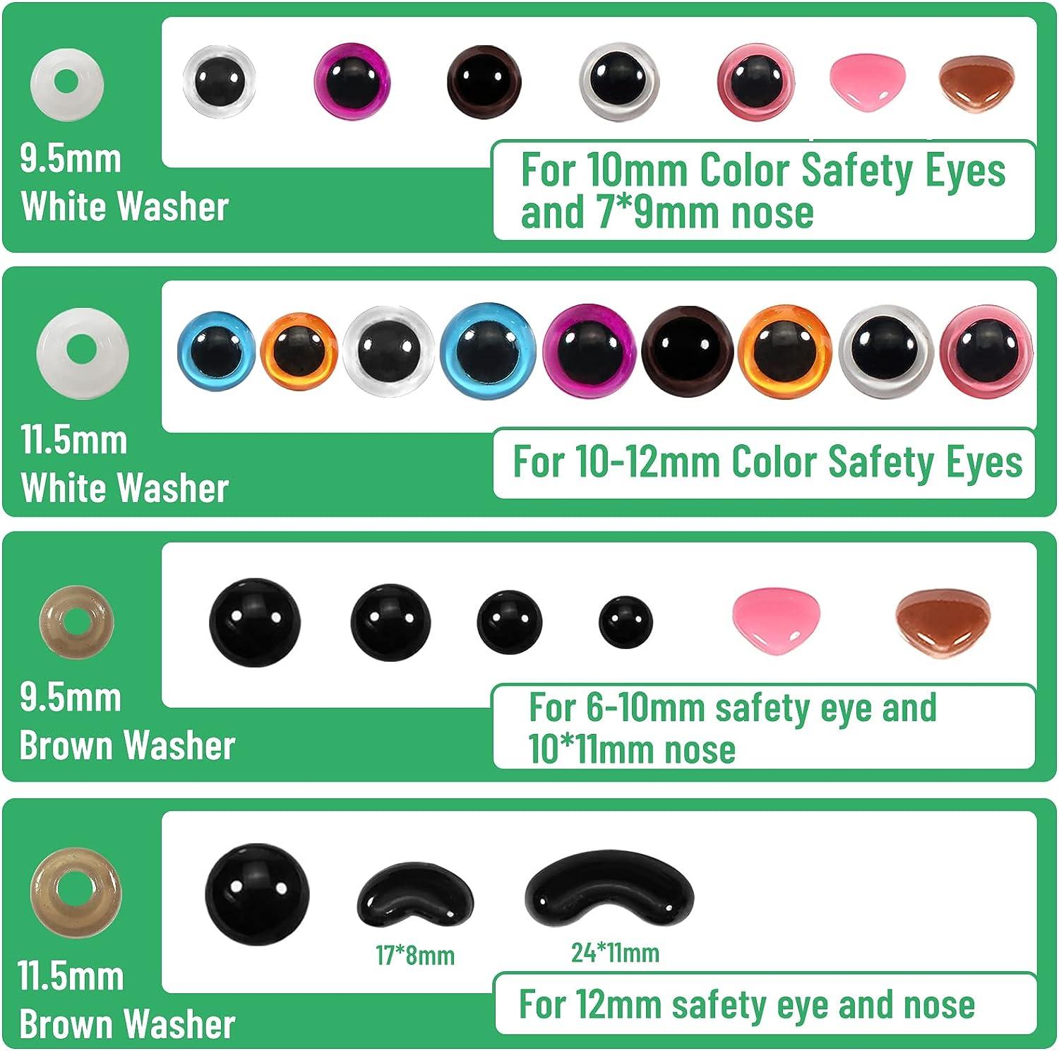 TOAOB 780pcs Black Plastic Safety Eyes with Washers 6mm to 12mm