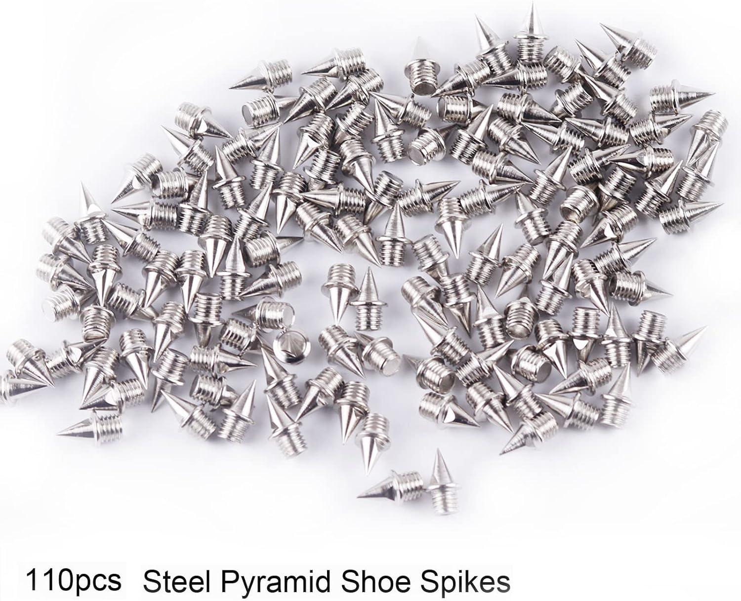 500 Pcs 1/4 Inch Track Spikes with Spike Wrench Stainless Steel Replacement  Shoe Spikes Pyramid Running Spikes for Sprint Sports Hiking High Jumping  Cross Country, Silver 