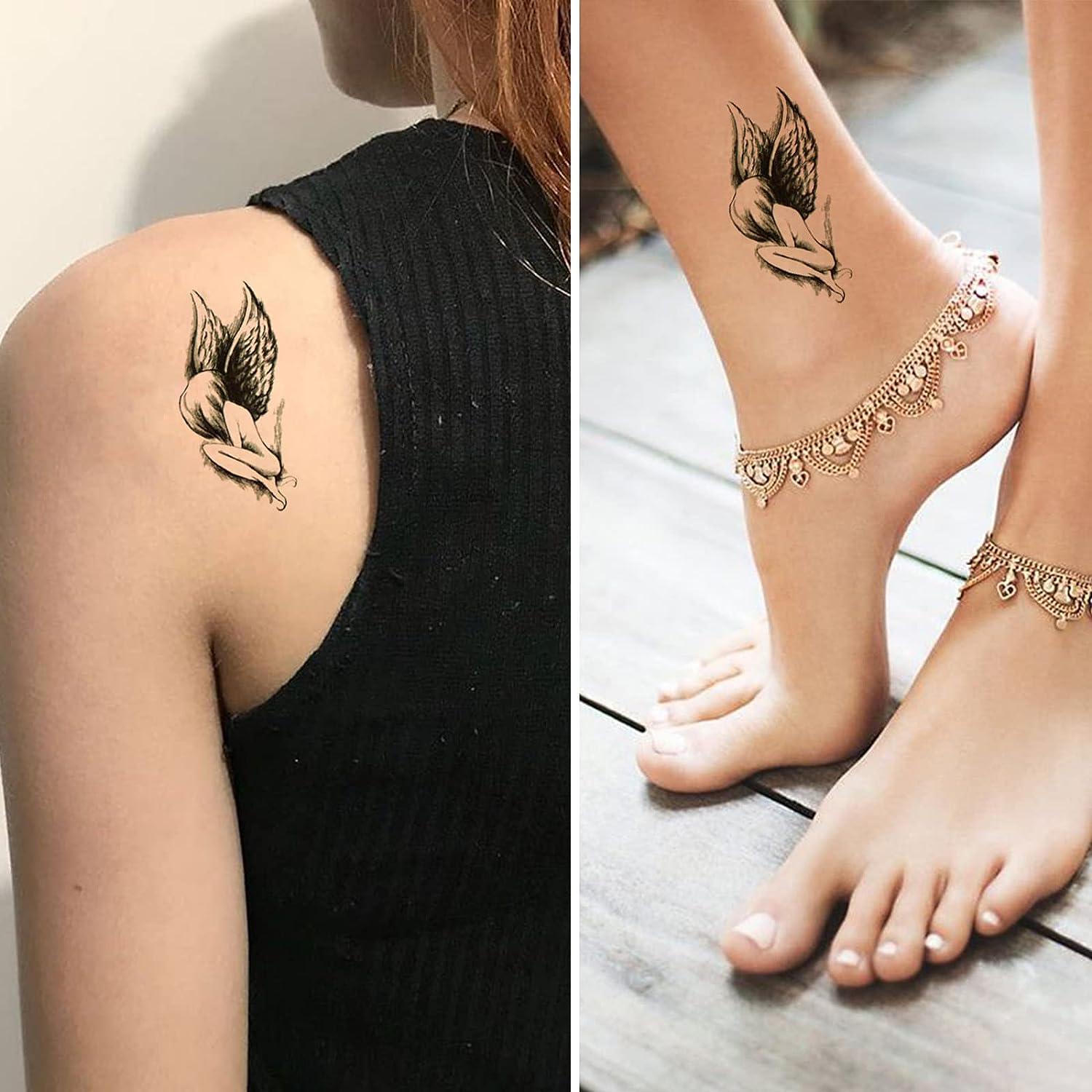 tattoo designs for girls on ankle angel